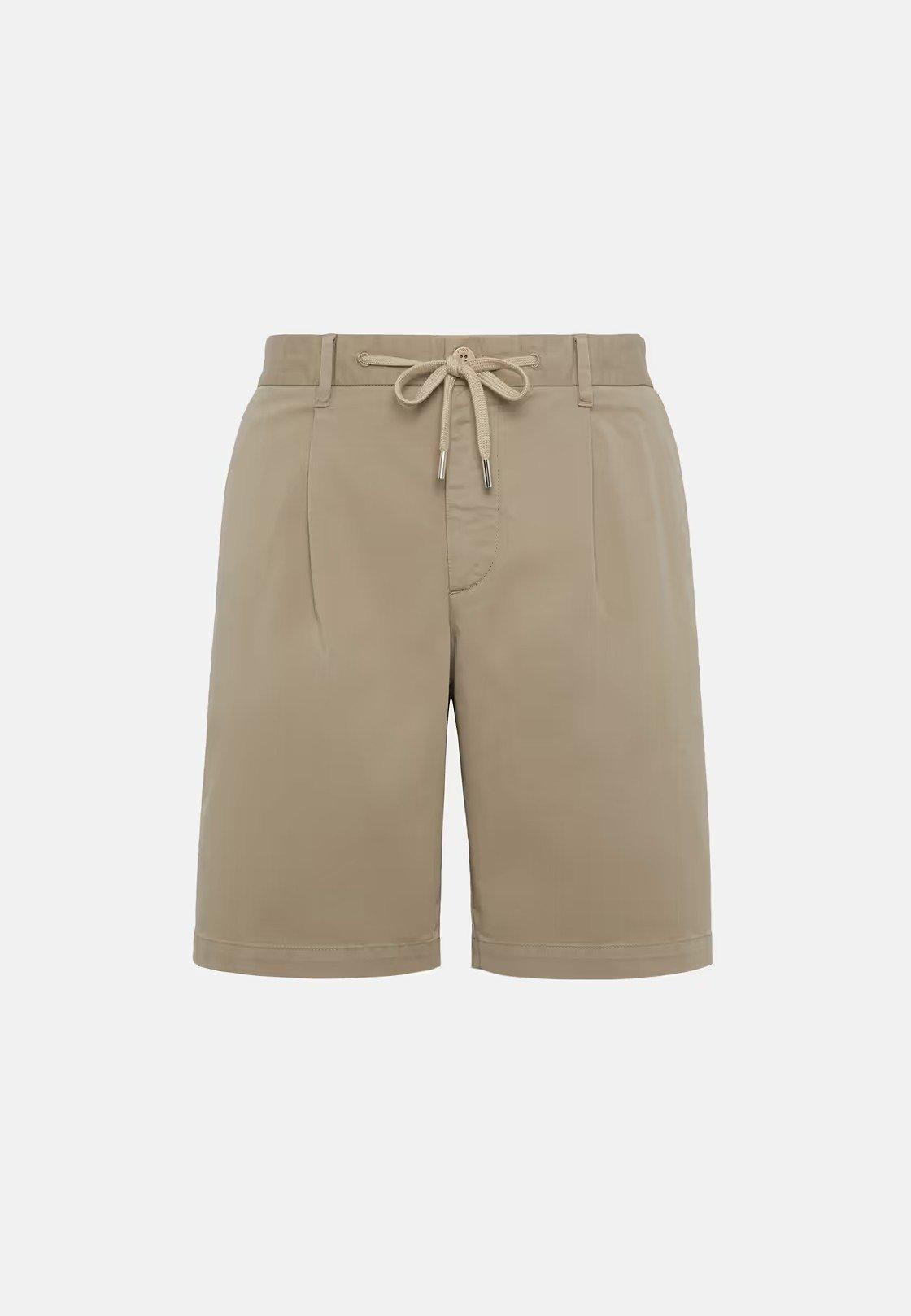 Stretch Cotton Summer Bermuda Shorts Beige, , large image number 0