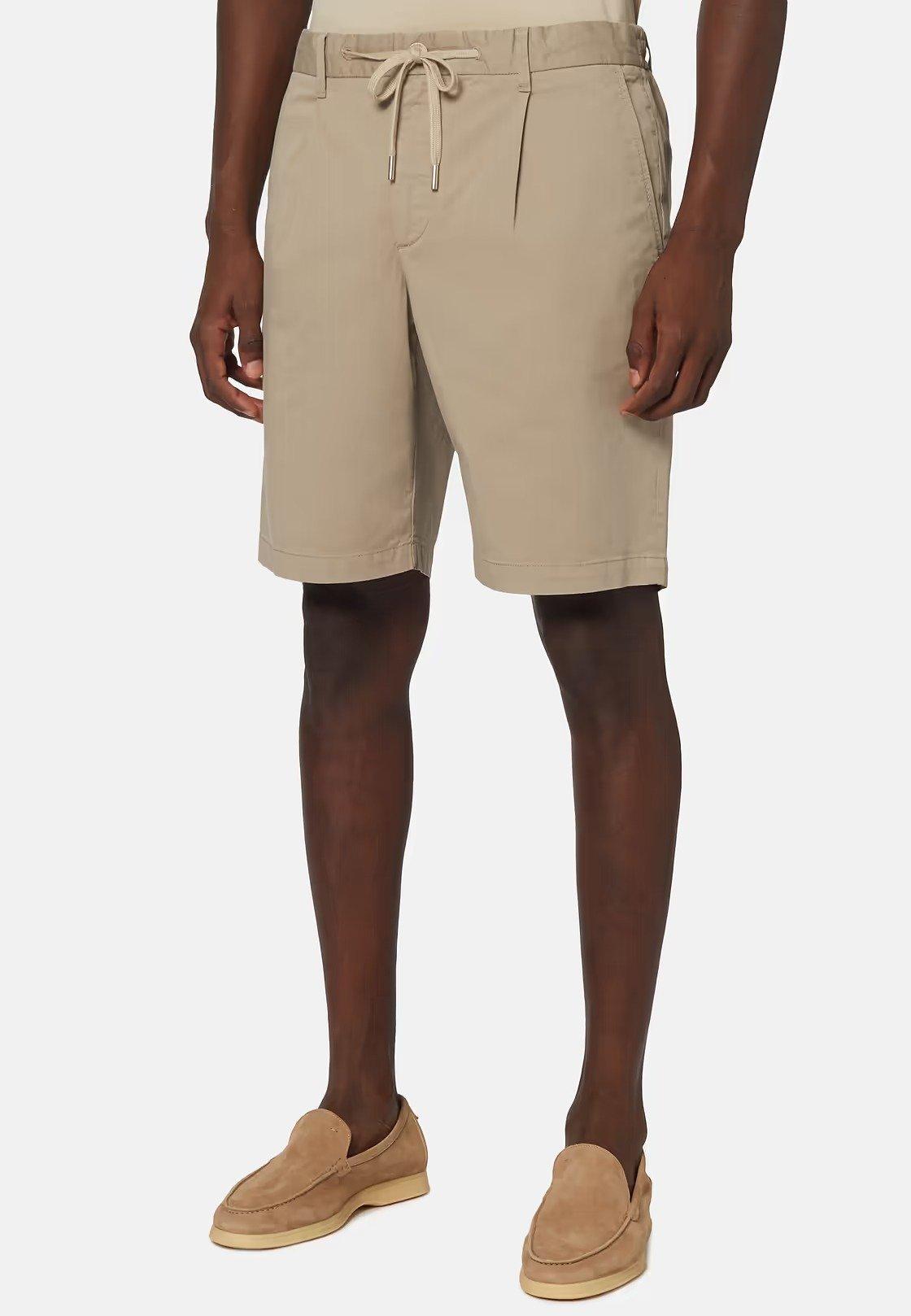 Stretch Cotton Summer Bermuda Shorts Beige, Taupe, large image number 1