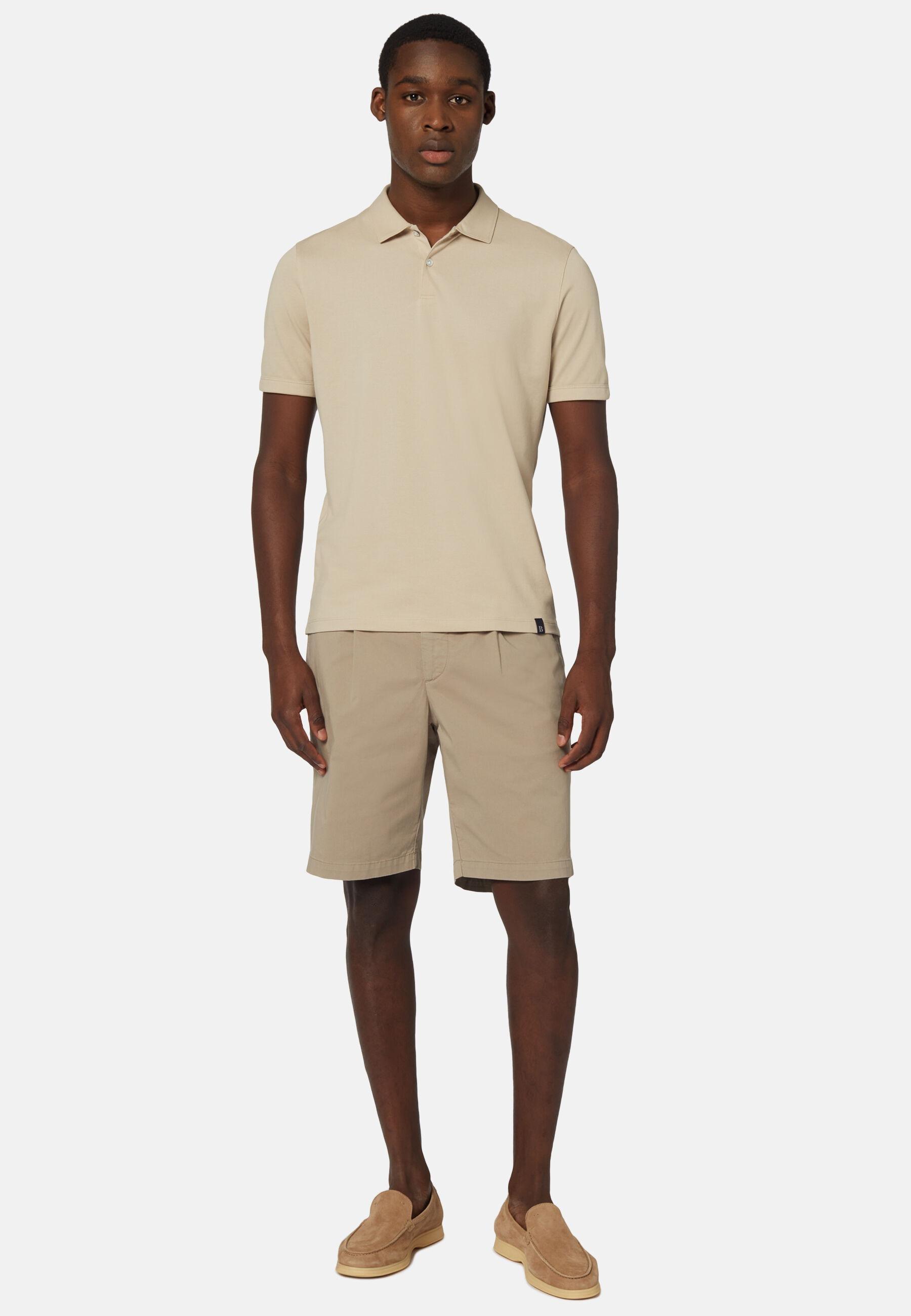 Stretch Cotton Summer Bermuda Shorts Beige, 3901_TAUP, large image number 3