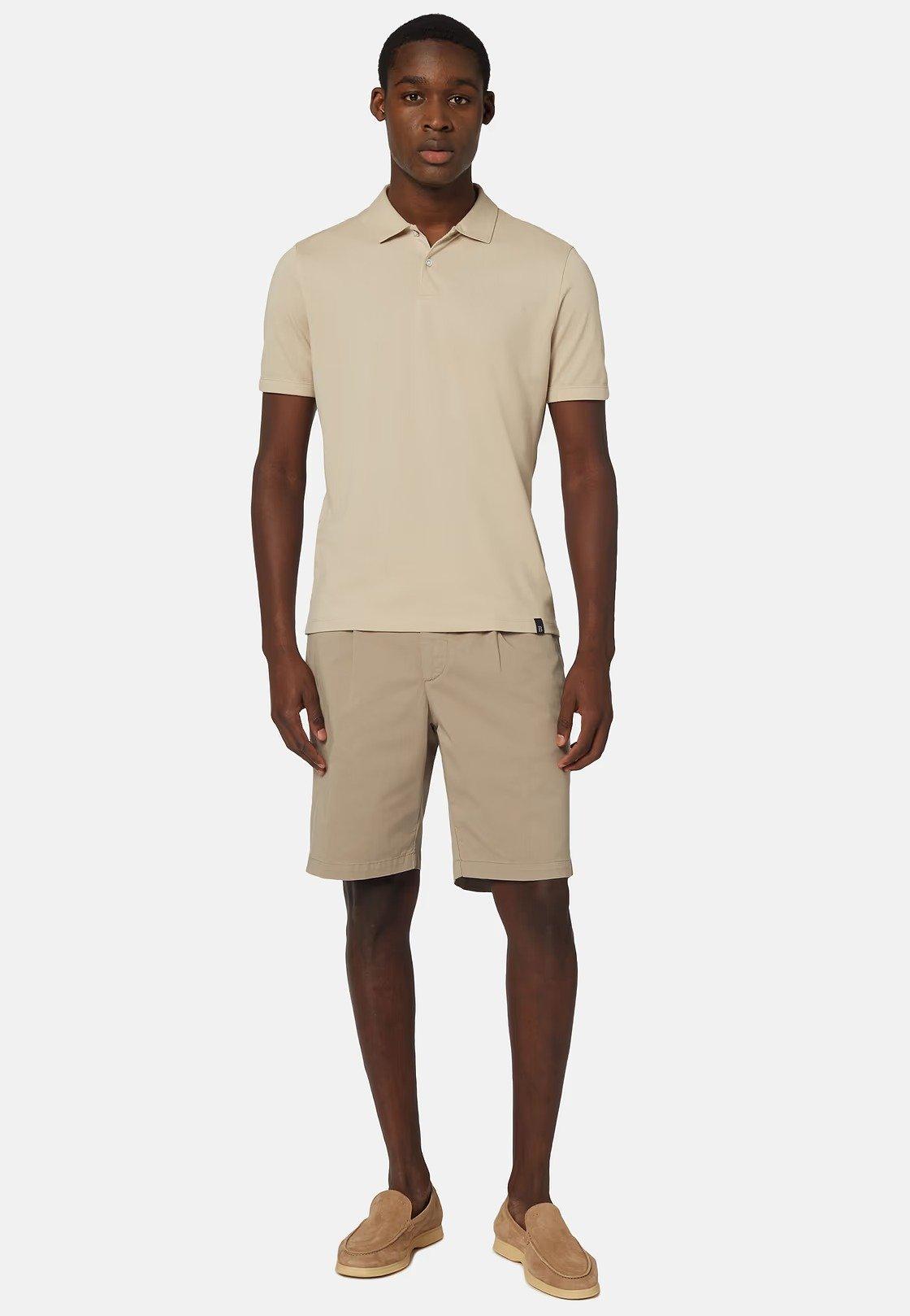 Stretch Cotton Summer Bermuda Shorts Beige, Taupe, large image number 4