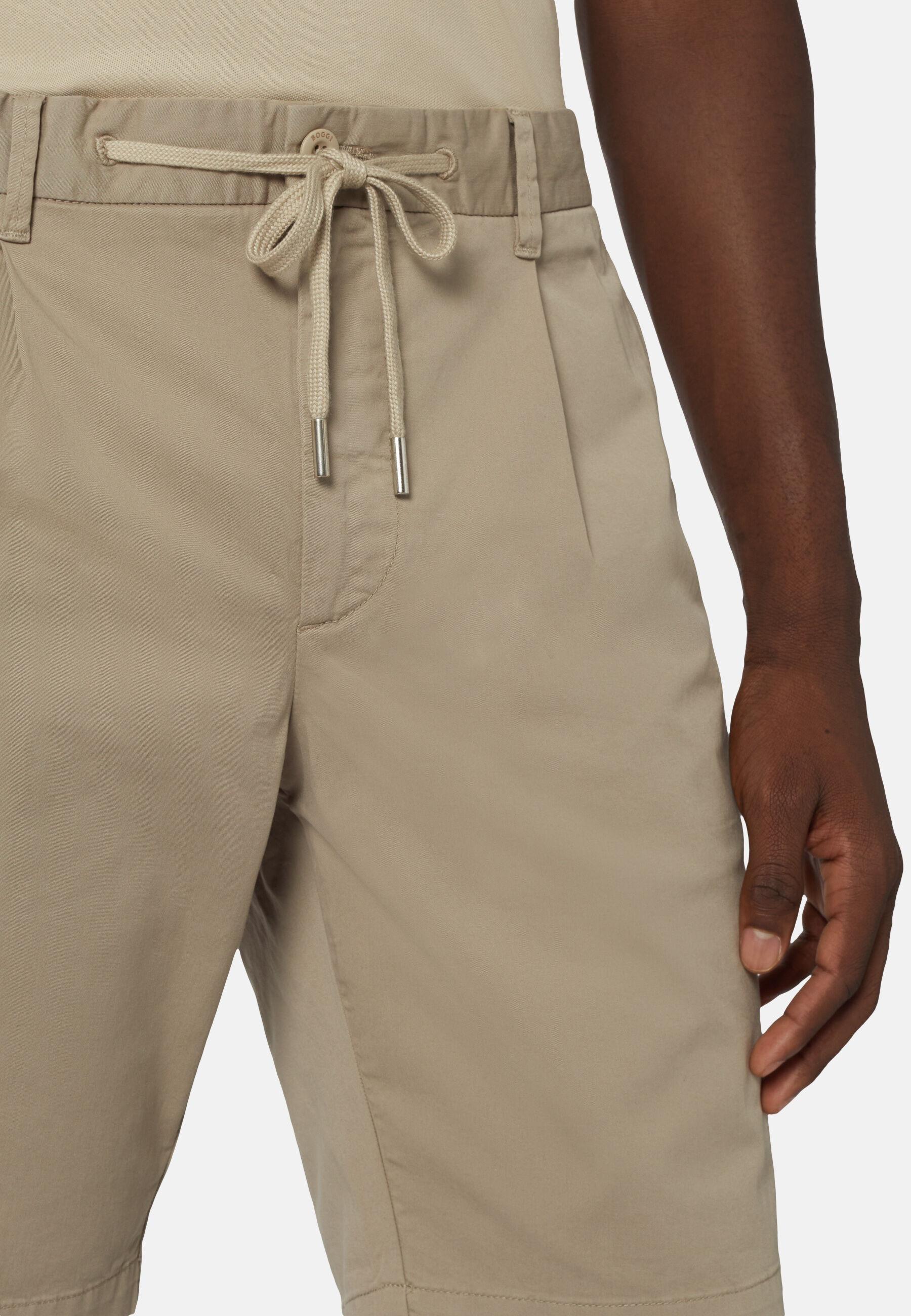 Stretch Cotton Summer Bermuda Shorts Beige, Taupe, large image number 6