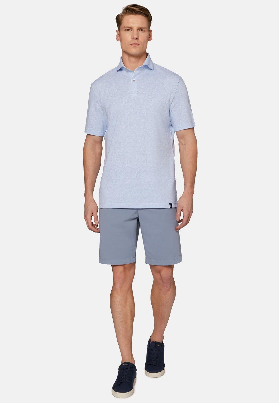 Stretch Cotton Summer Bermuda Shorts Blue, , large image number 0