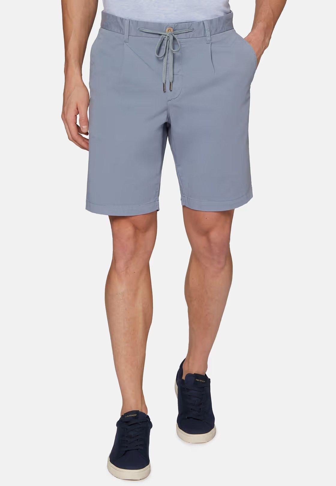 Stretch Cotton Summer Bermuda Shorts Blue, , large image number 1