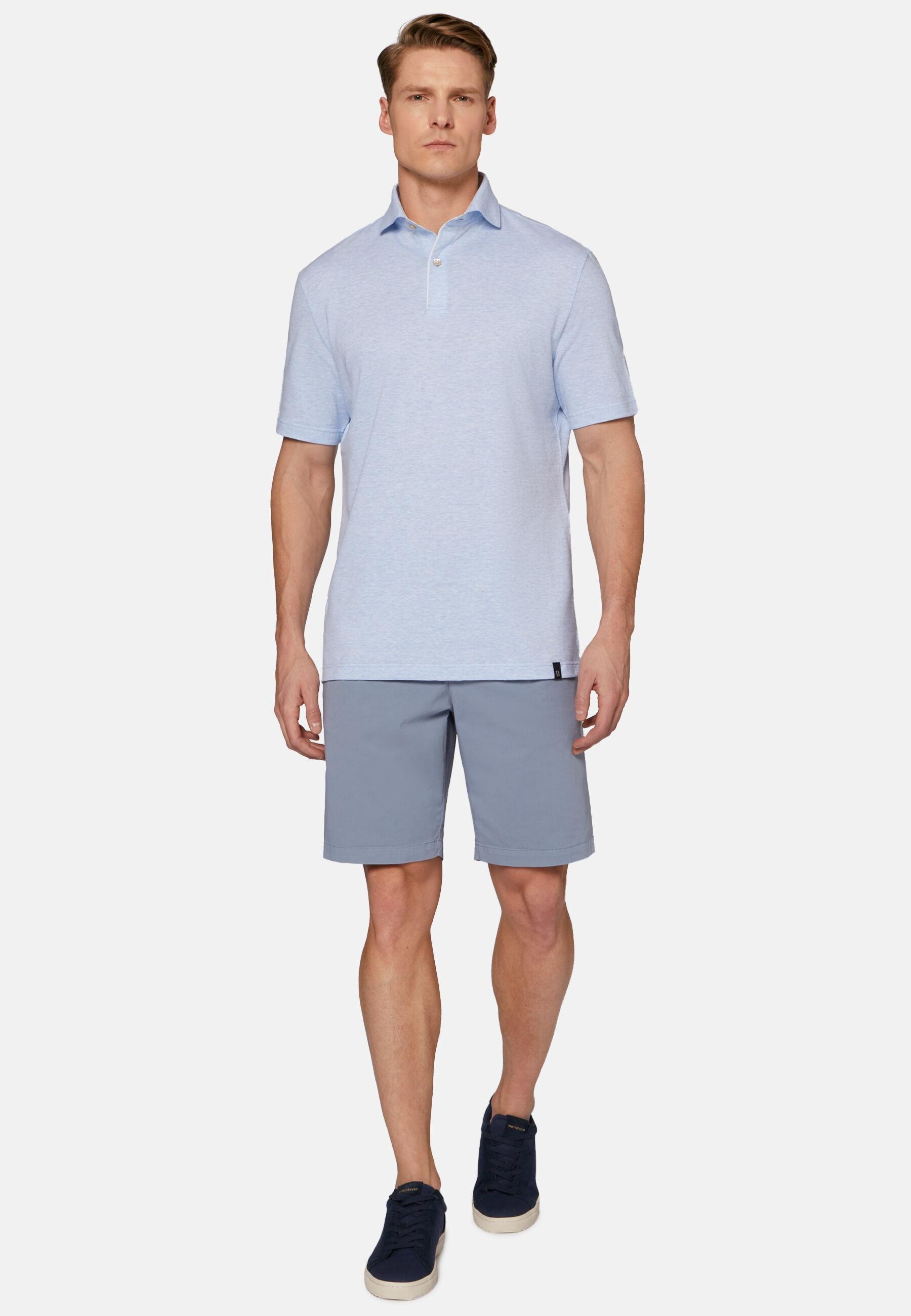 Stretch Cotton Summer Bermuda Shorts Blue, 3901_LTBL, large image number 3