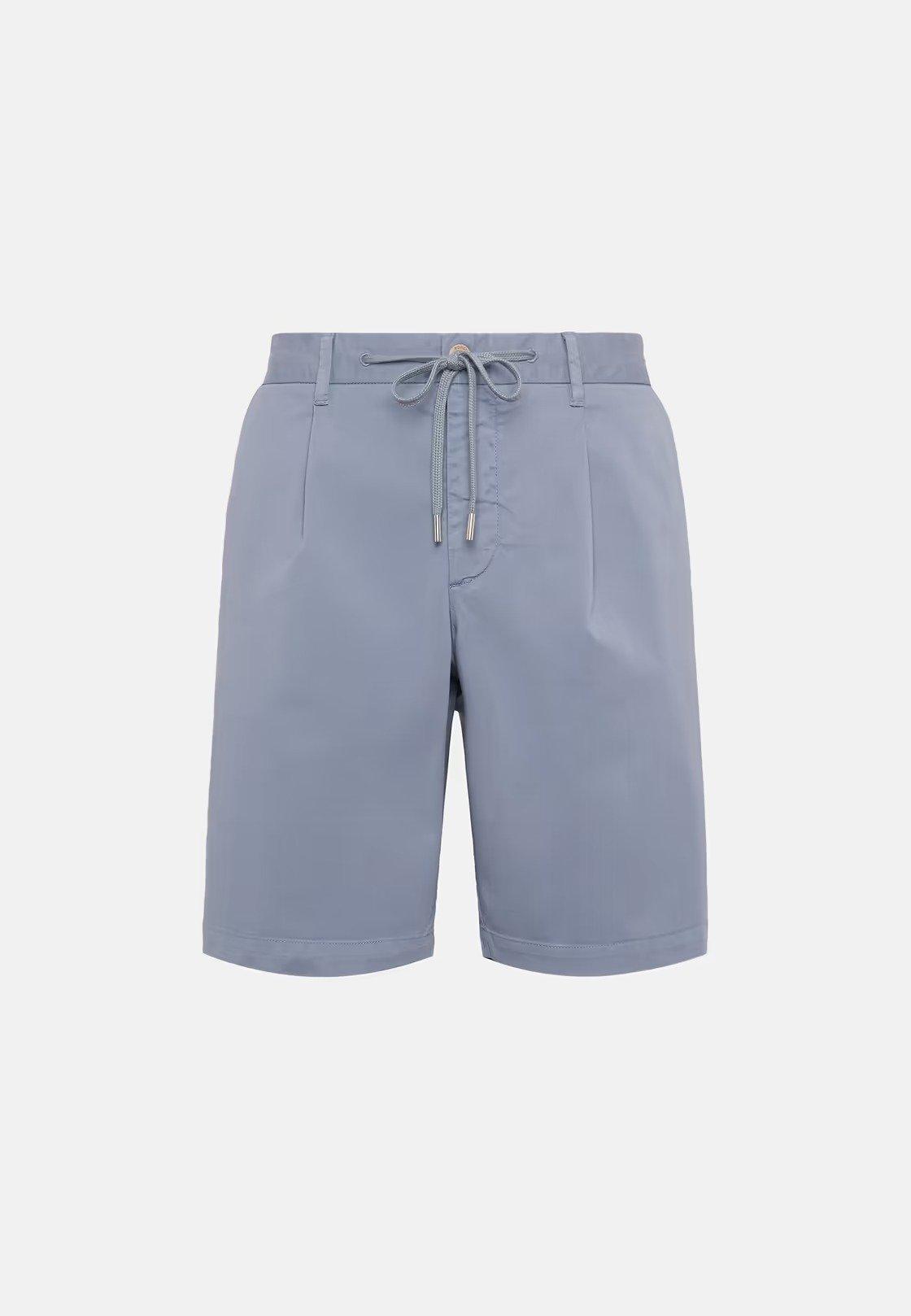 Stretch Cotton Summer Bermuda Shorts Blue, 3901_LTBL, large image number 4