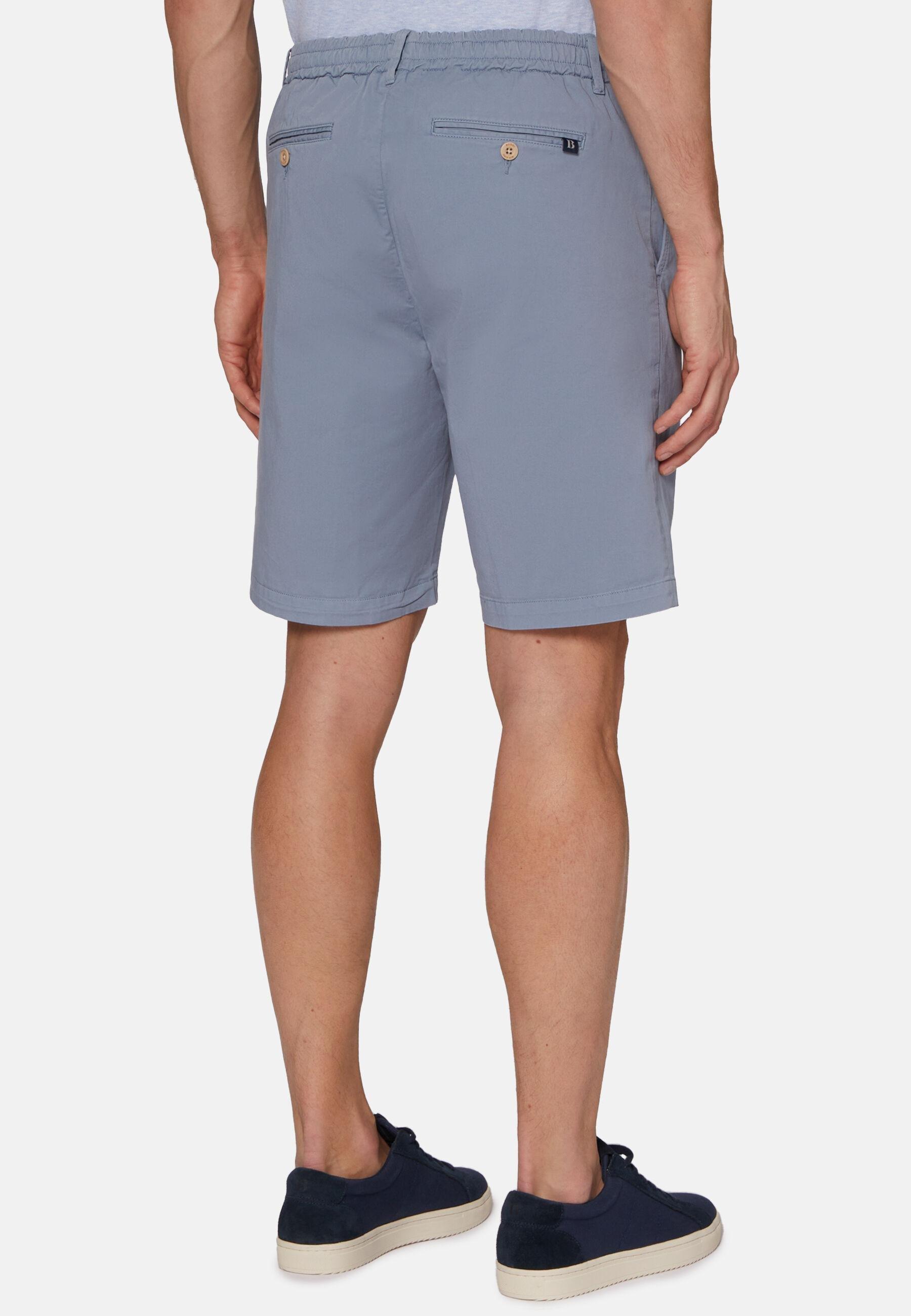 Stretch Cotton Summer Bermuda Shorts Blue, 3901_LTBL, large image number 5