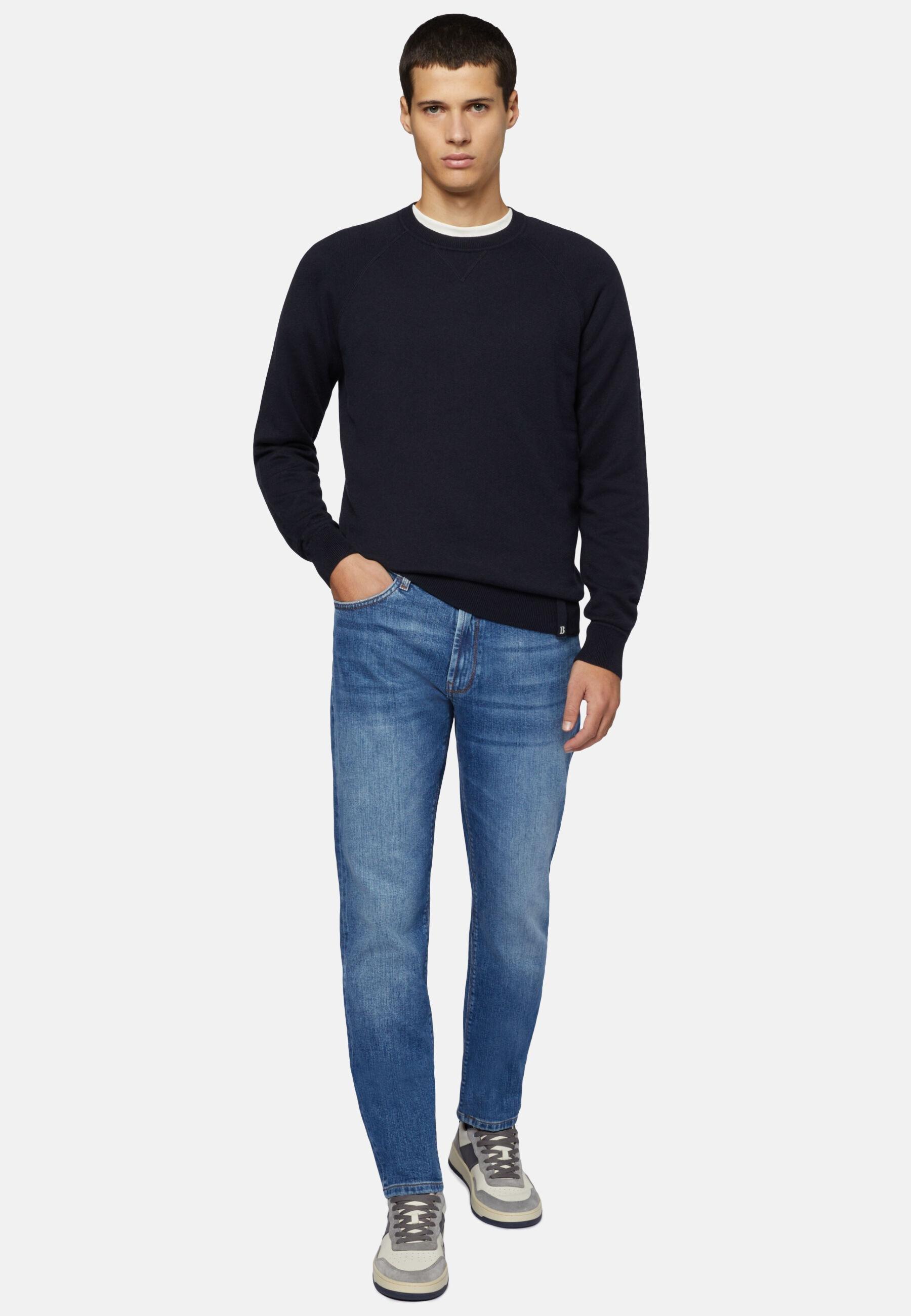 Blue Stretch Denim Jeans, Medium Blue, large image number 3