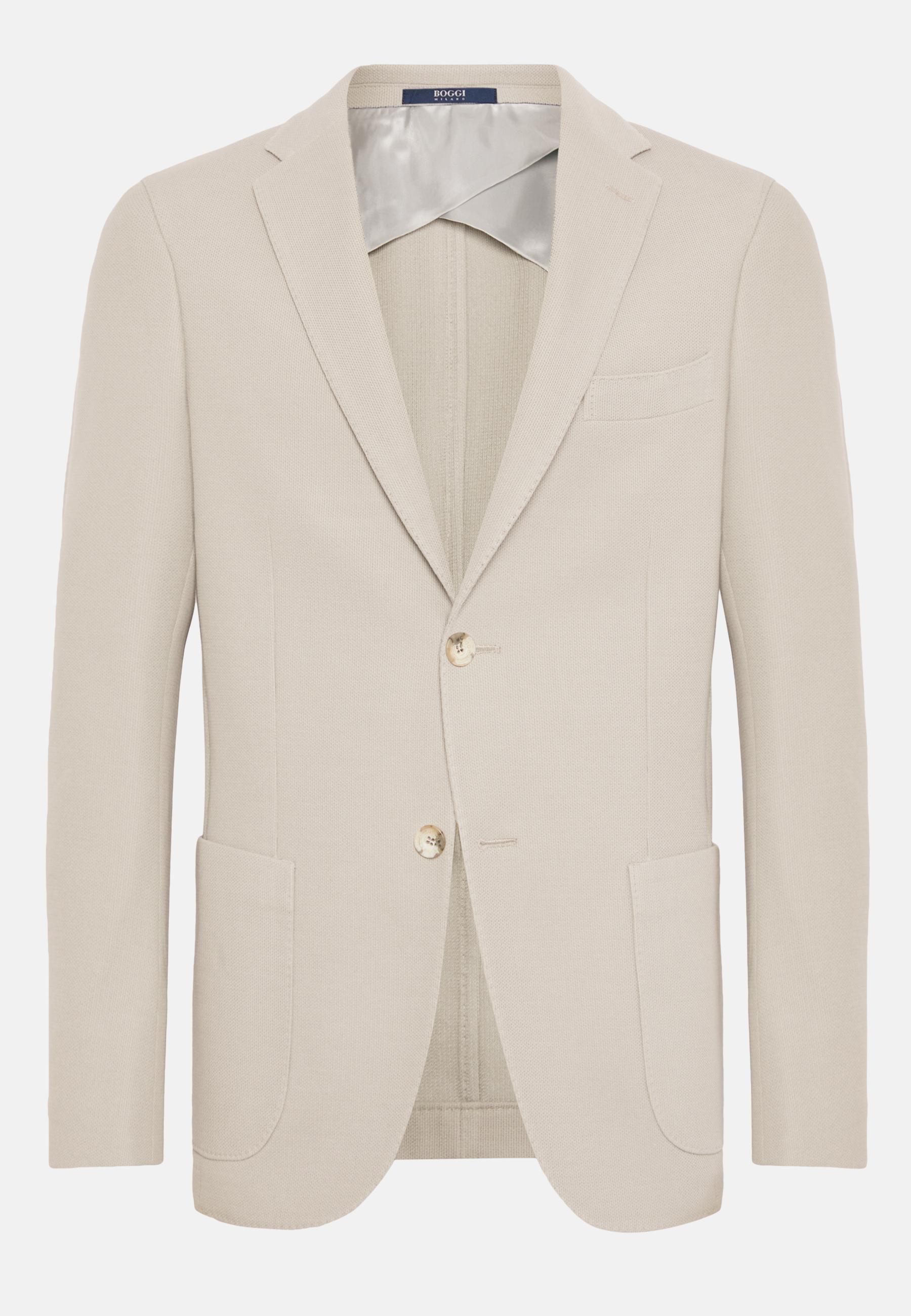 B-Jersey Cotton Jacket Cream, Cream, large image number 3