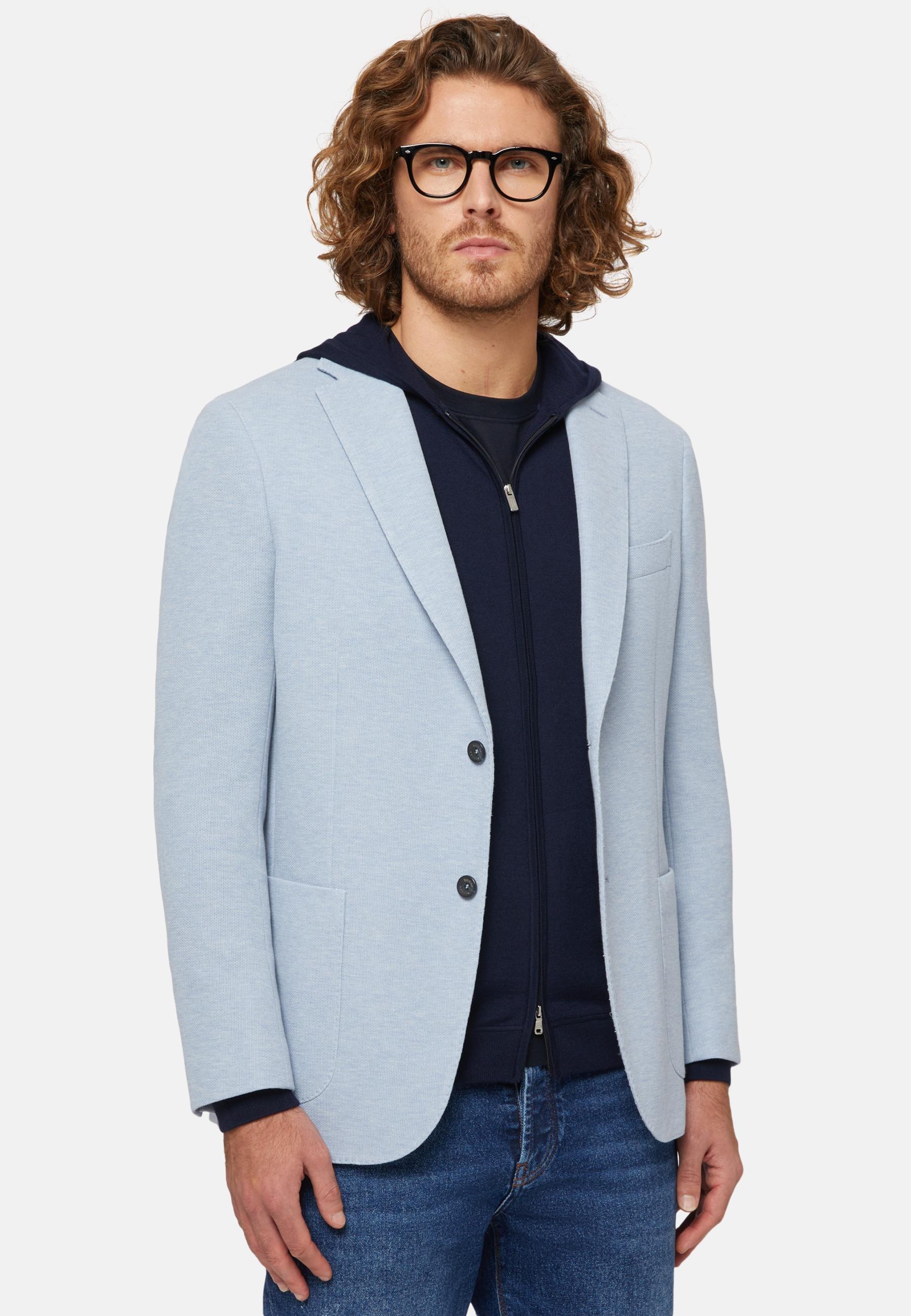B-Jersey Cotton Jacket Blue, Light Blue, large image number 0