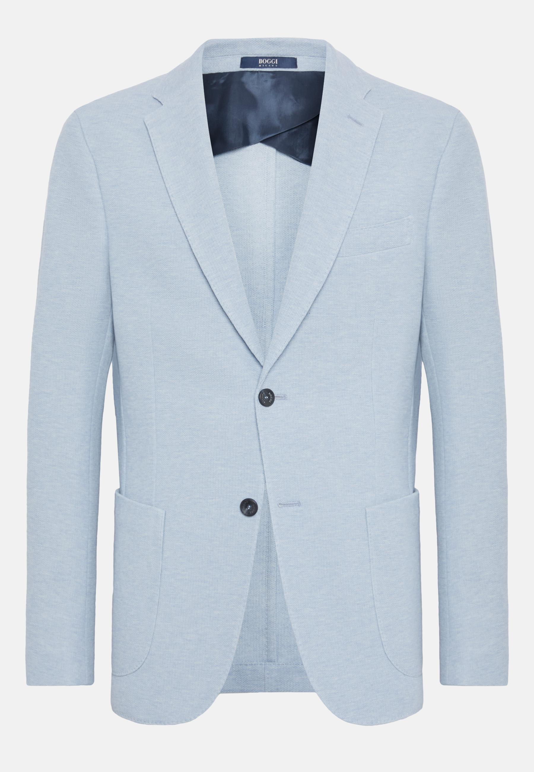 B-Jersey Cotton Jacket Blue, Light Blue, large image number 3