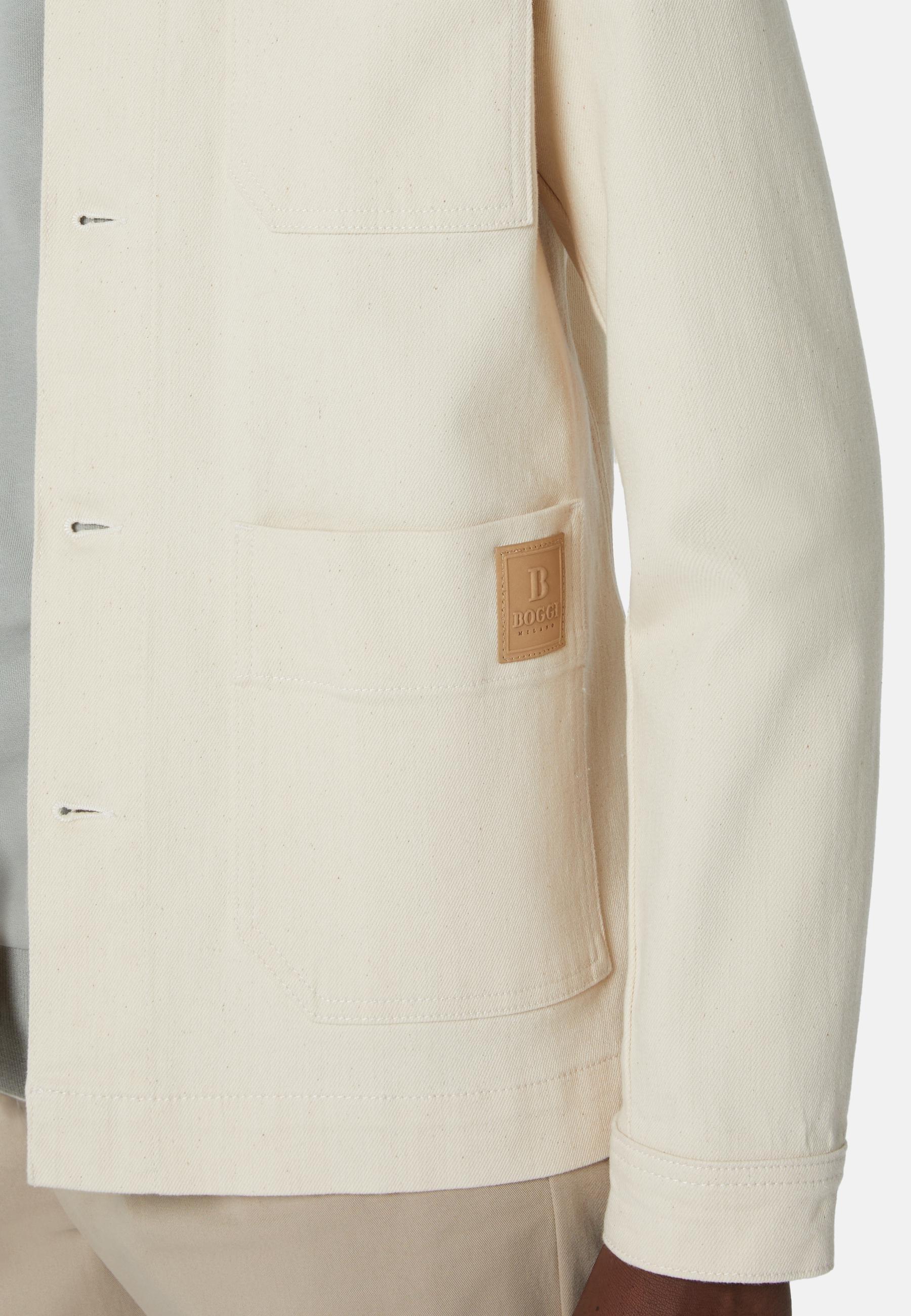 Cotton Shirt Jacket Cream, Cream, large image number 1