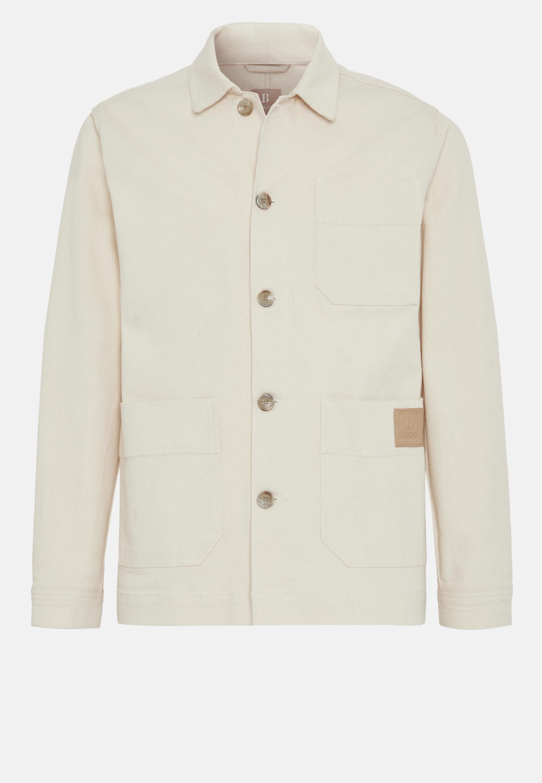 Cotton Shirt Jacket Cream, Cream, large image number 3