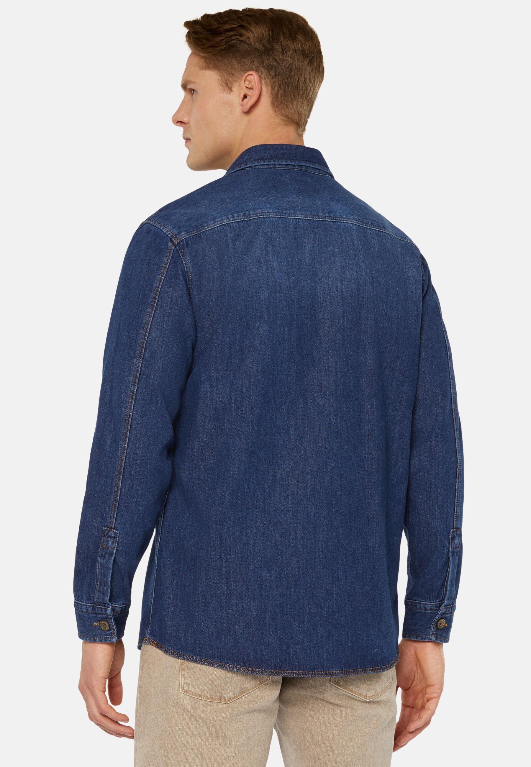 Cotton Denim Overshirt Navy, Medium Blue, large image number 1