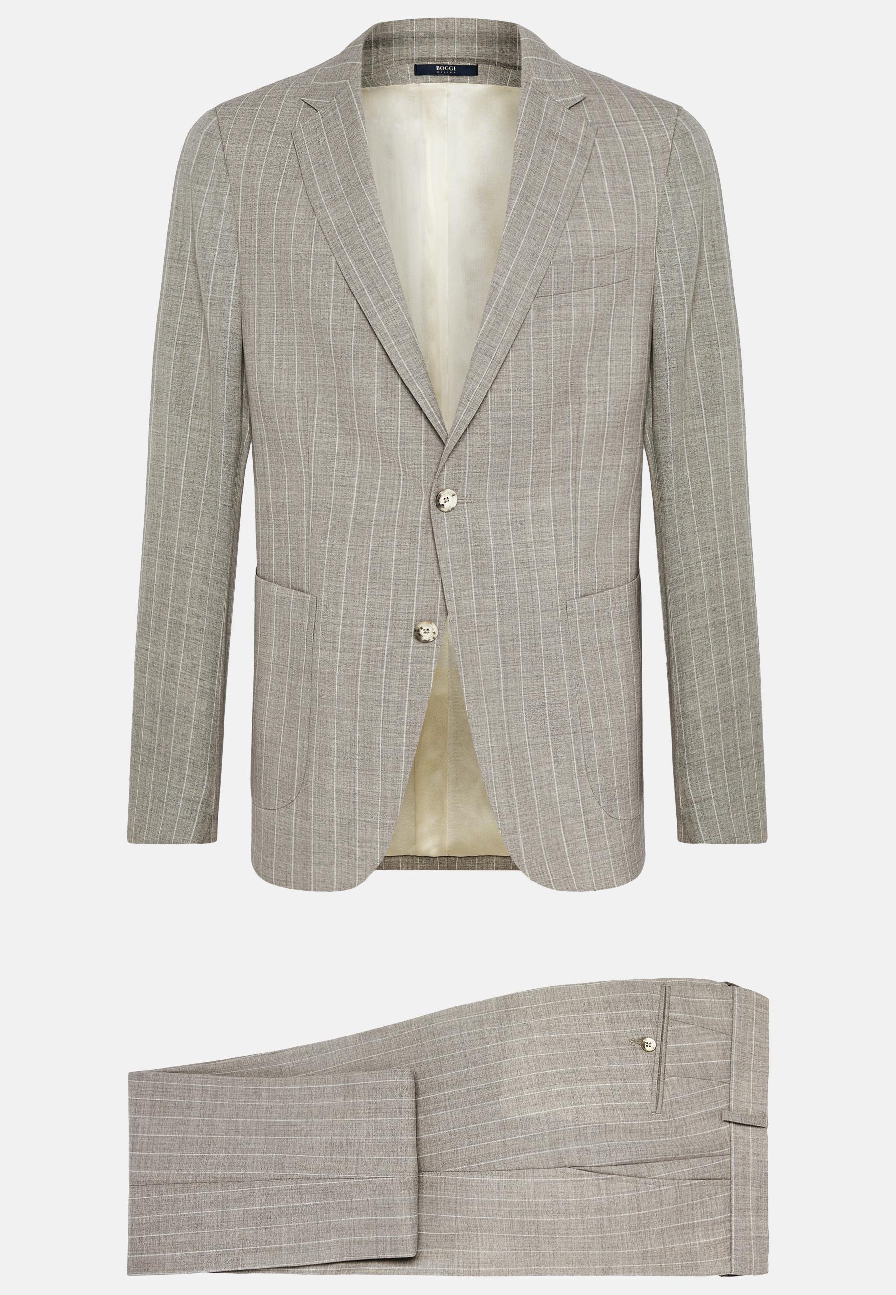 Boggi Milano - Grey Pinstripe Pure Wool Suit