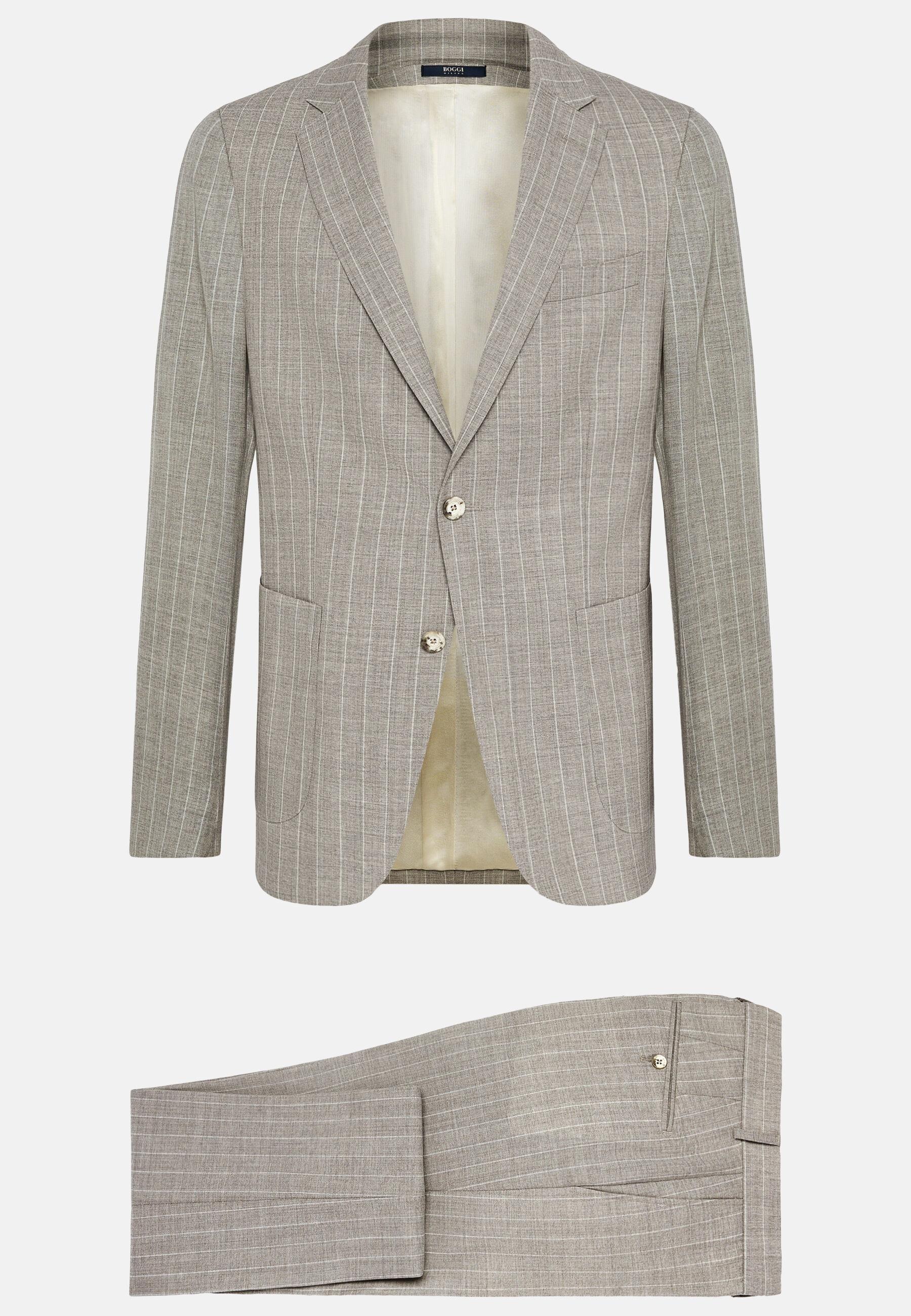 Pinstripe Pure Wool Suit Grey, Light grey, large image number 6