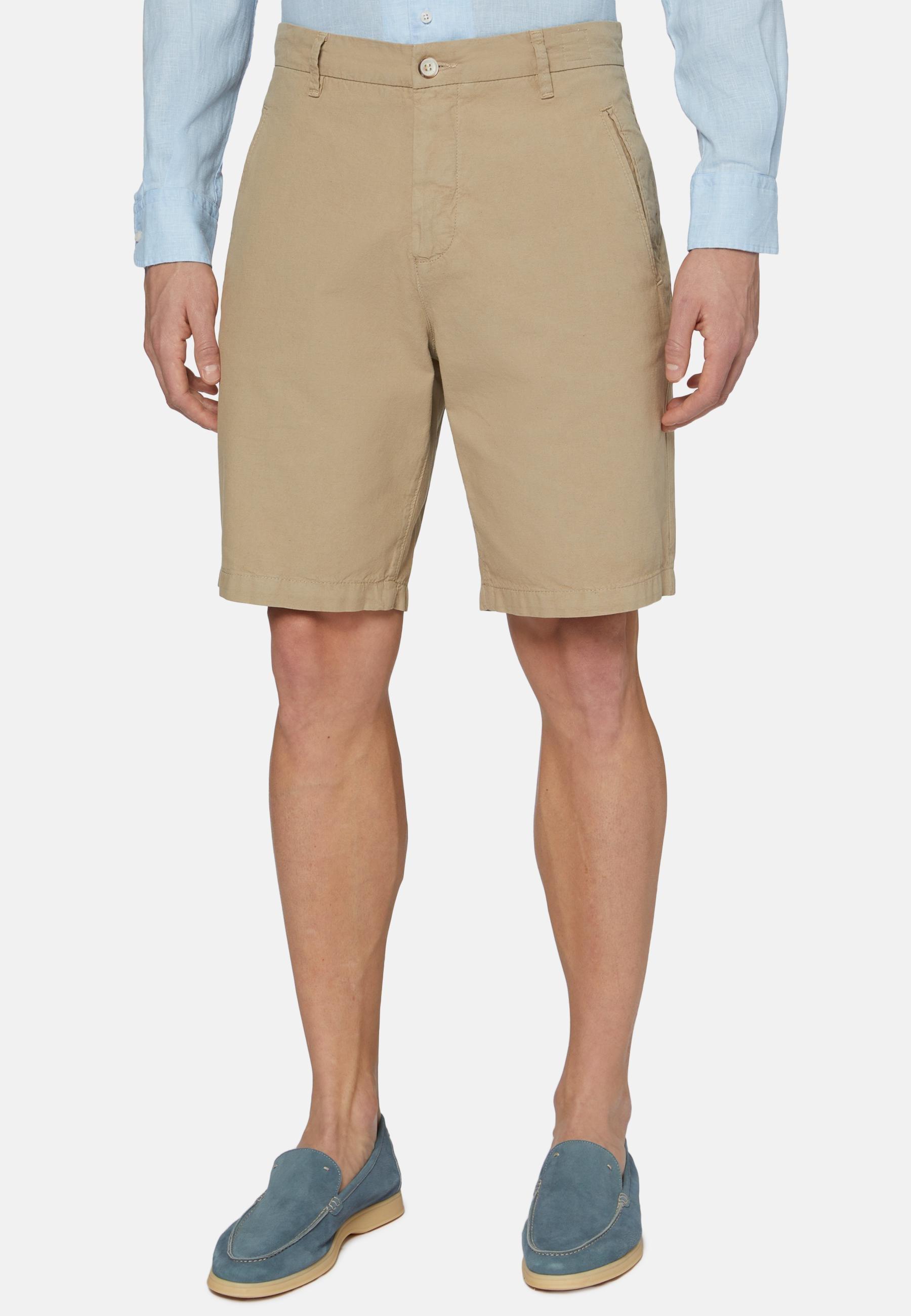 Cotton Linen Bermuda Shorts Beige, , large image number 0