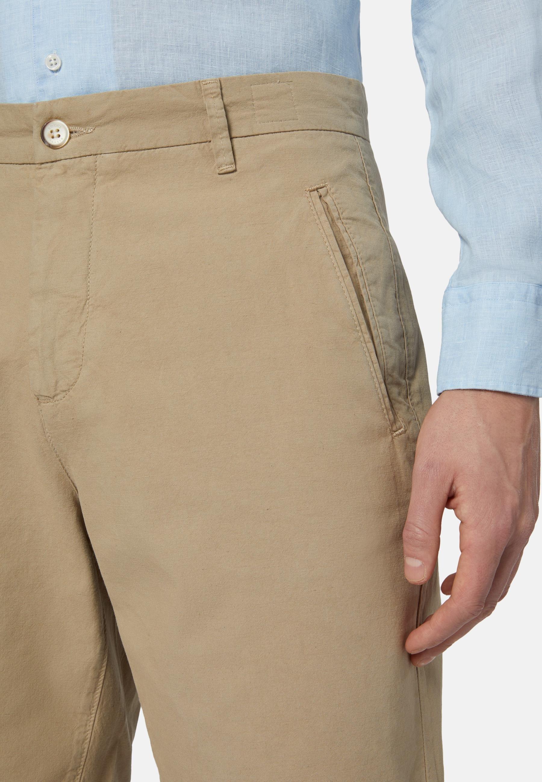 Cotton Linen Bermuda Shorts Beige, , large image number 3