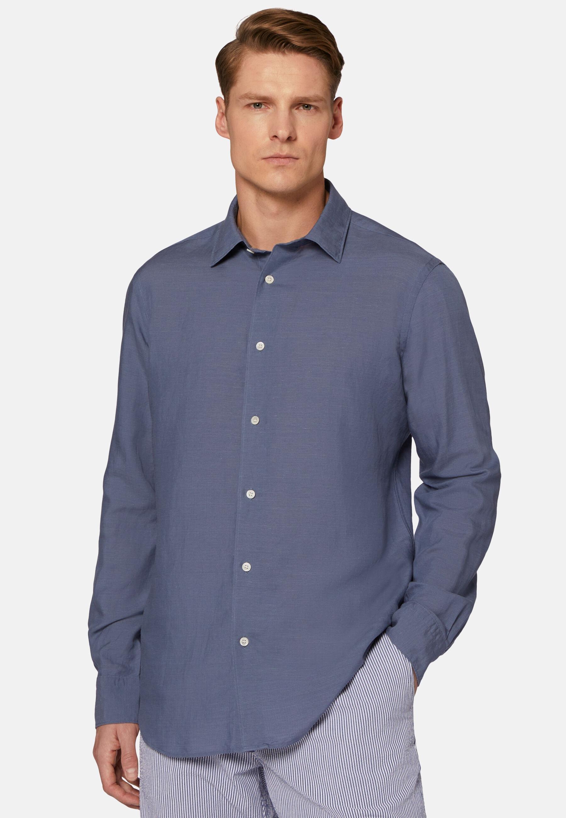 Regular Fit Tencel Linen Shirt Navy, Indigo, large image number 0