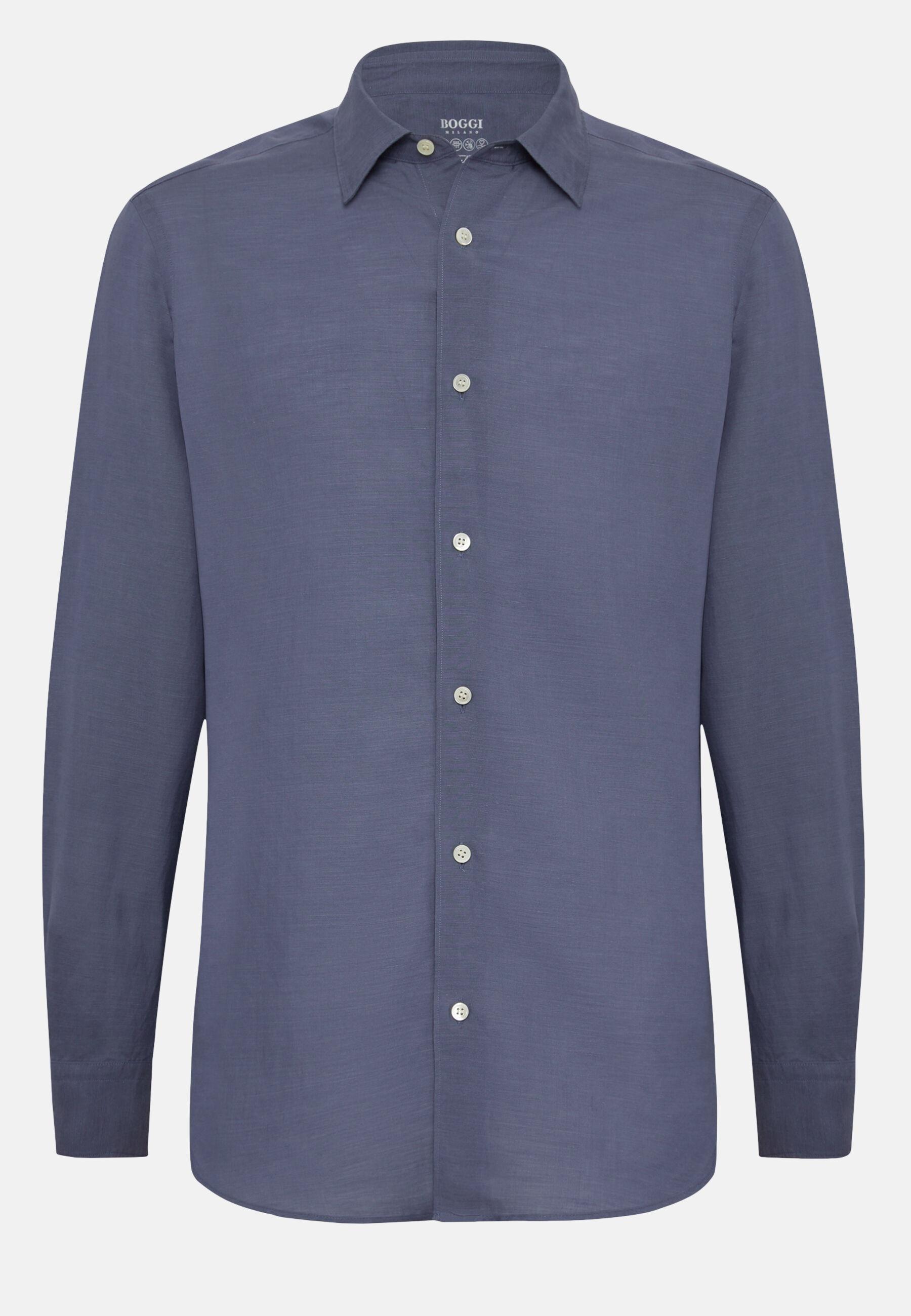 Regular Fit Tencel Linen Shirt Navy, Indigo, large image number 6