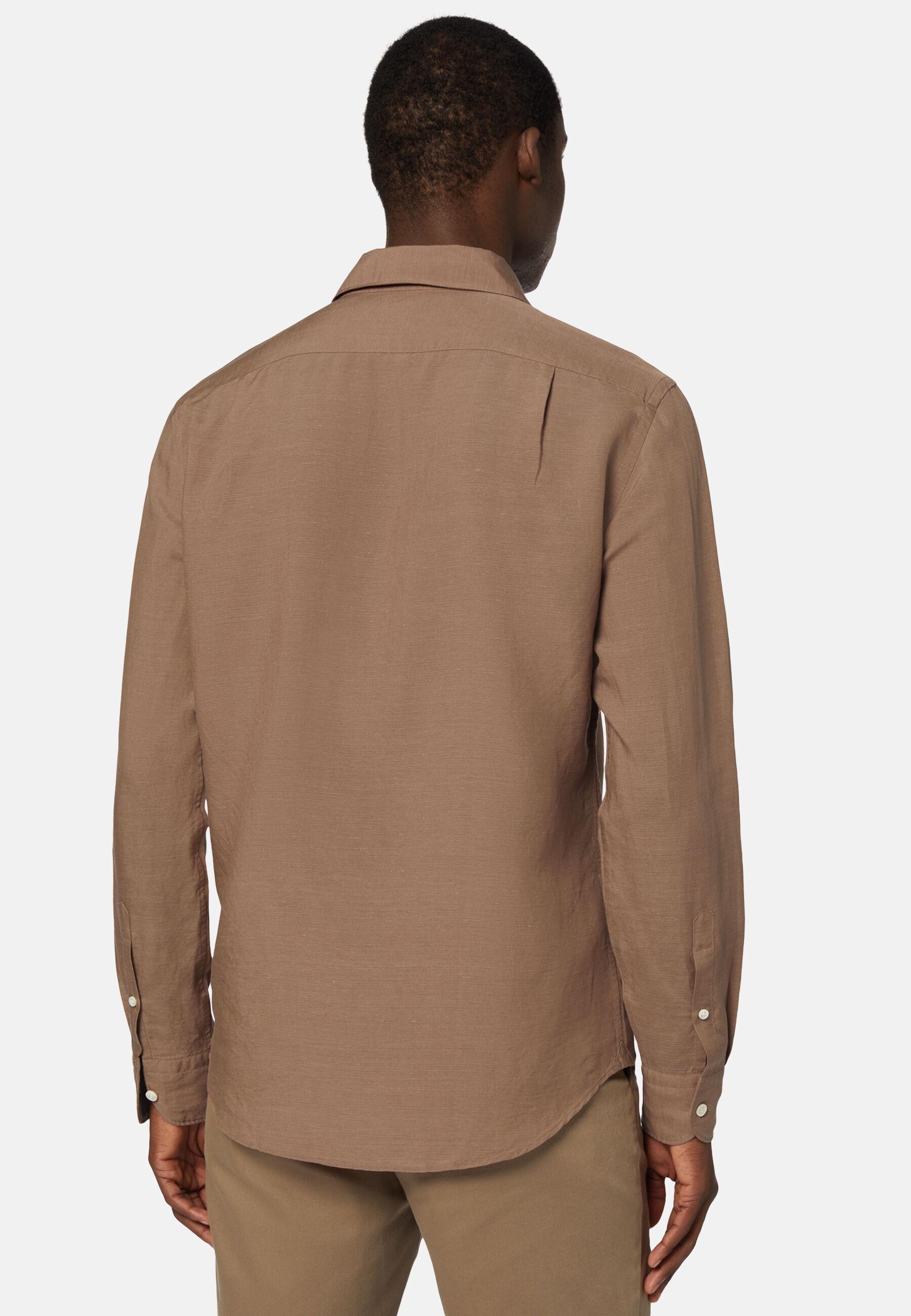 Tencel Linen Shirt Brown, Brown, large image number 2