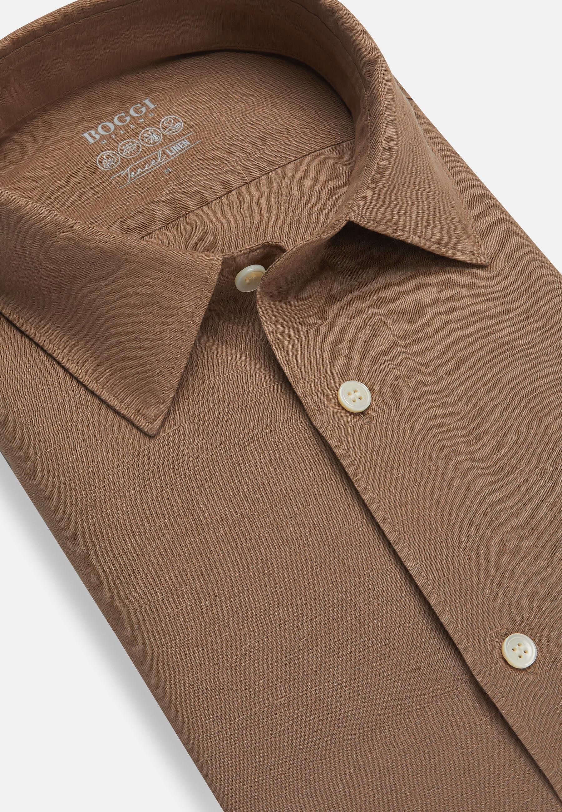 Tencel Linen Shirt Brown, Brown, large image number 5