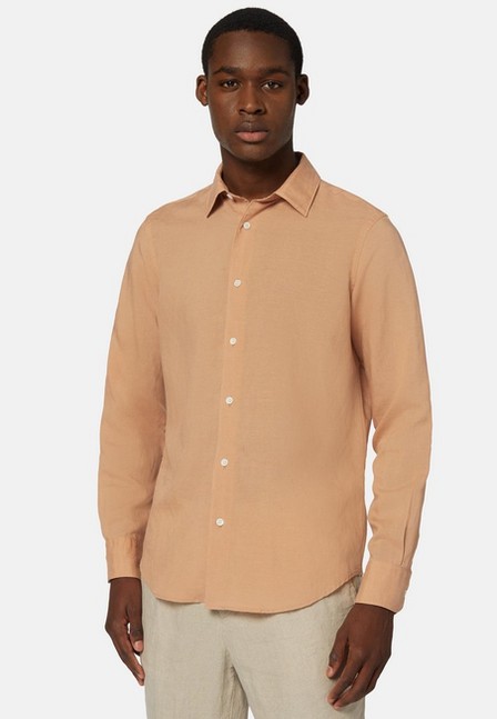 Boggi Milano - Orange Regular Fit Tencel Linen Shirt