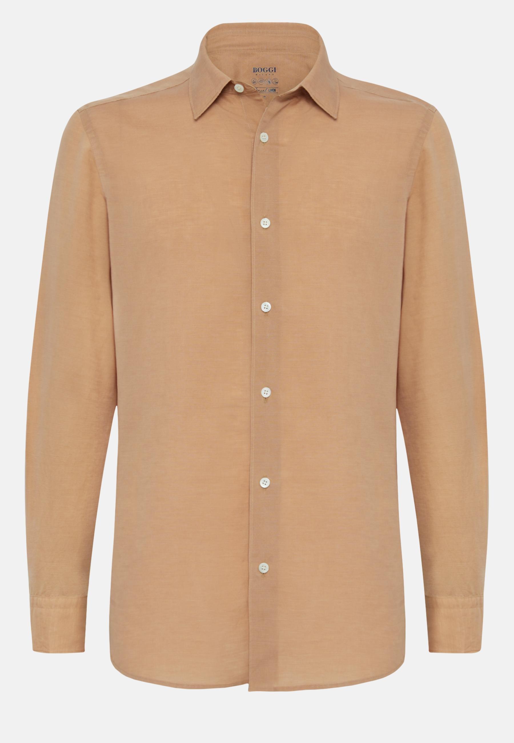 Boggi Milano - Orange Regular Fit Tencel Linen Shirt