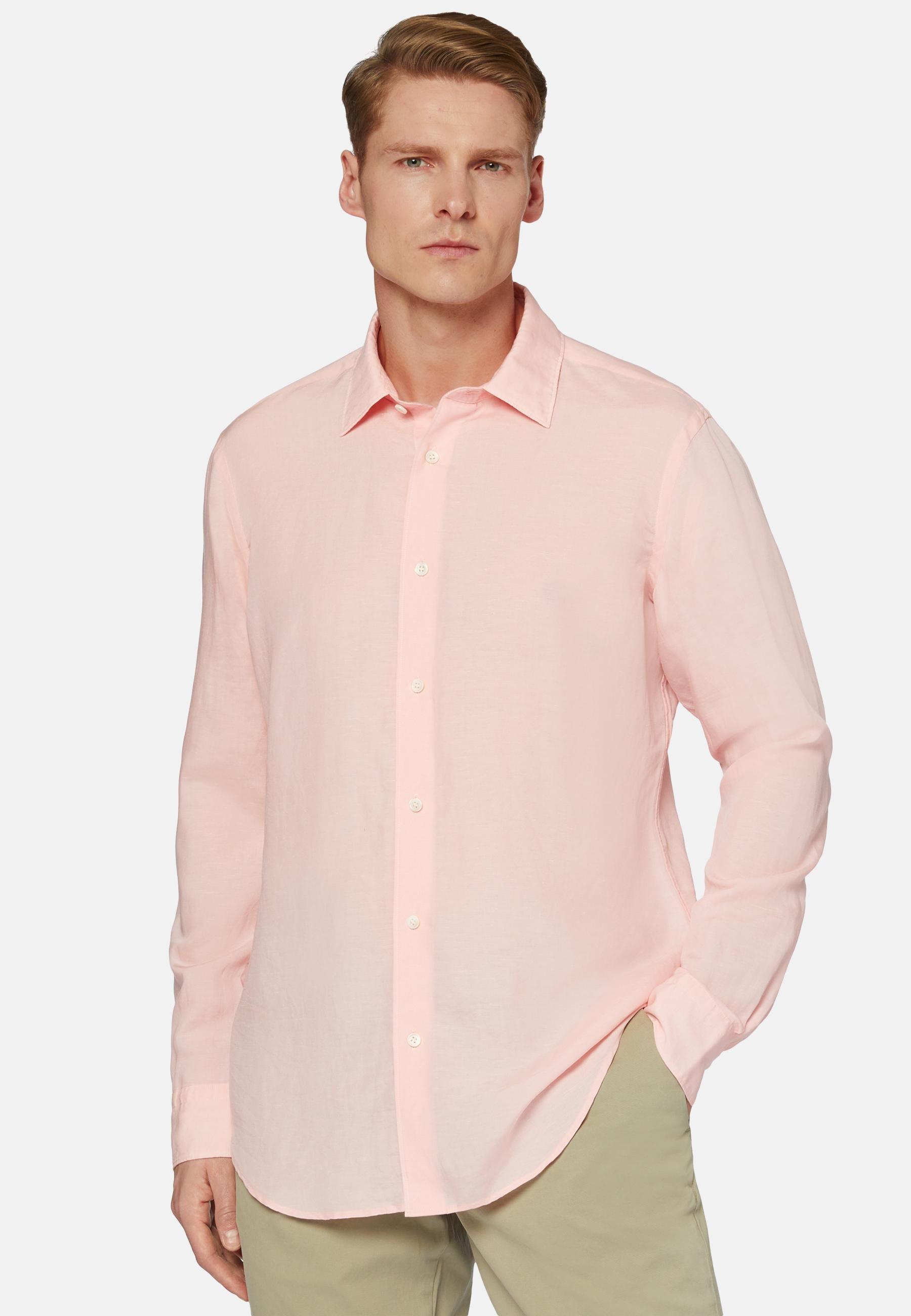 Boggi Milano - Pink Regular Fit Tencel Linen Shirt