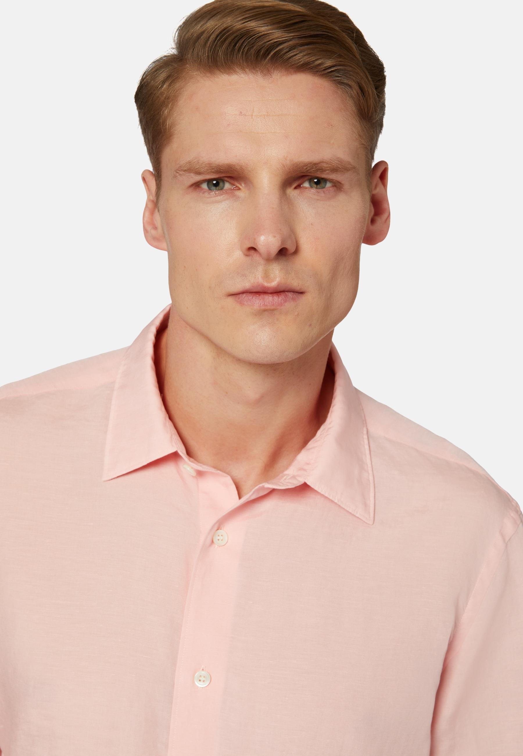 Boggi Milano - Pink Regular Fit Tencel Linen Shirt