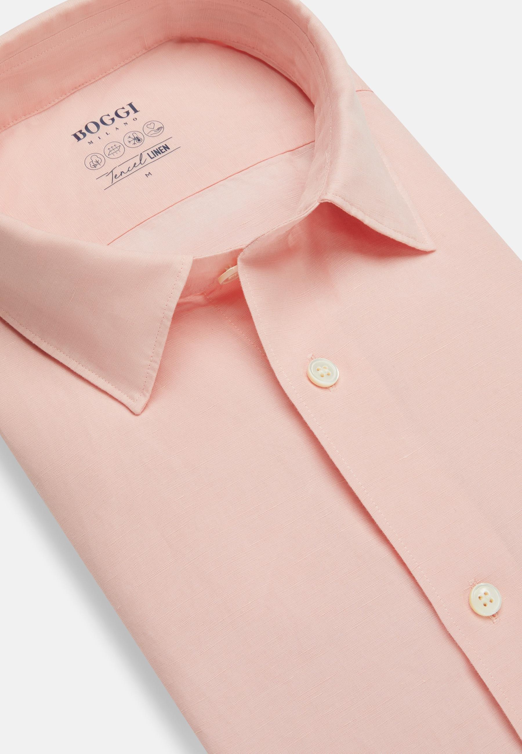 Boggi Milano - Pink Regular Fit Tencel Linen Shirt