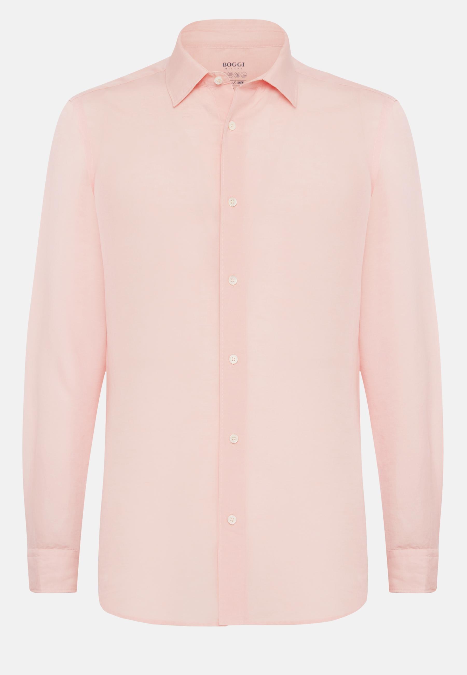 Boggi Milano - Pink Regular Fit Tencel Linen Shirt