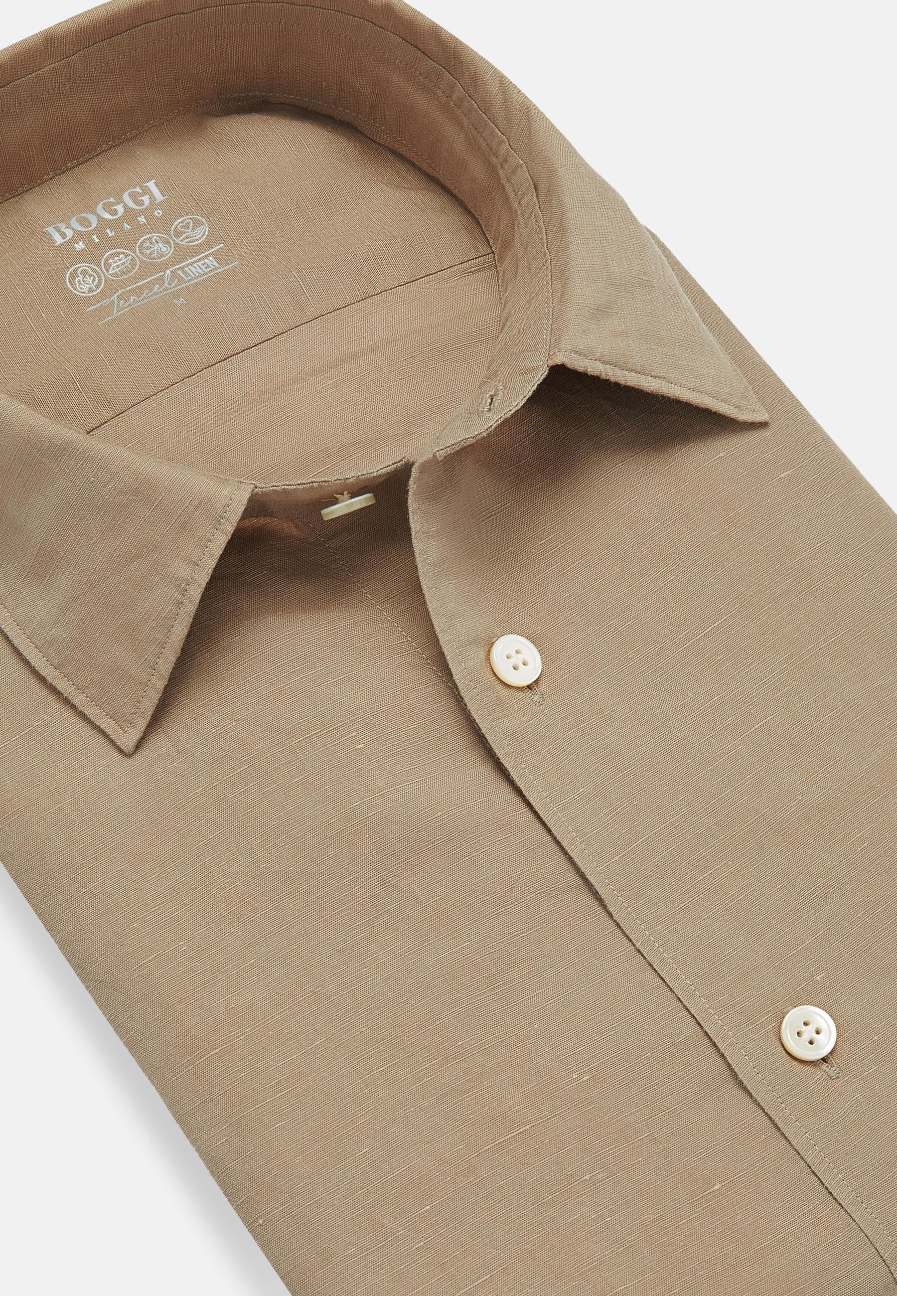 Boggi Milano - Beige Regular Fit Tencel Linen Shirt