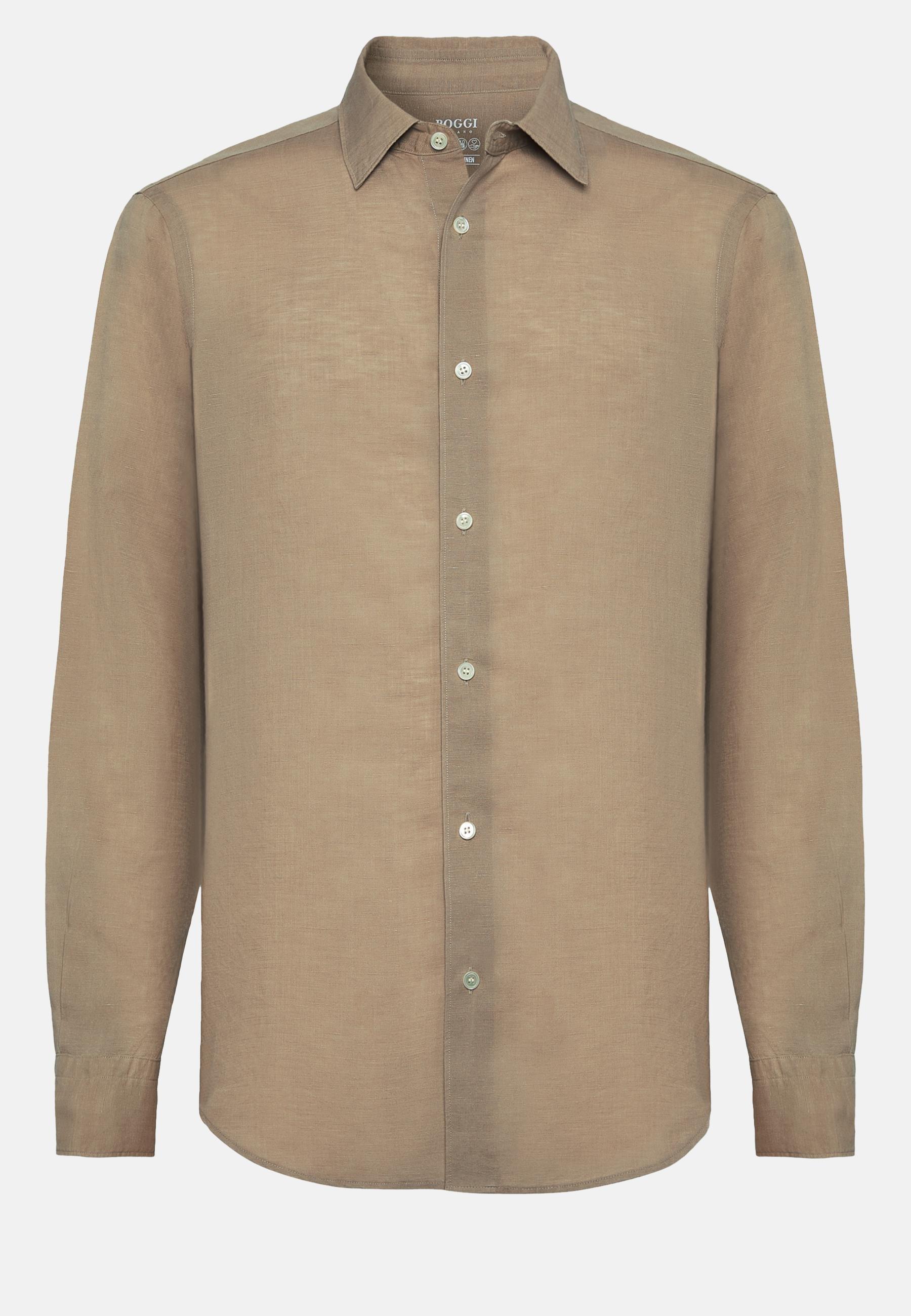Boggi Milano - Beige Regular Fit Tencel Linen Shirt