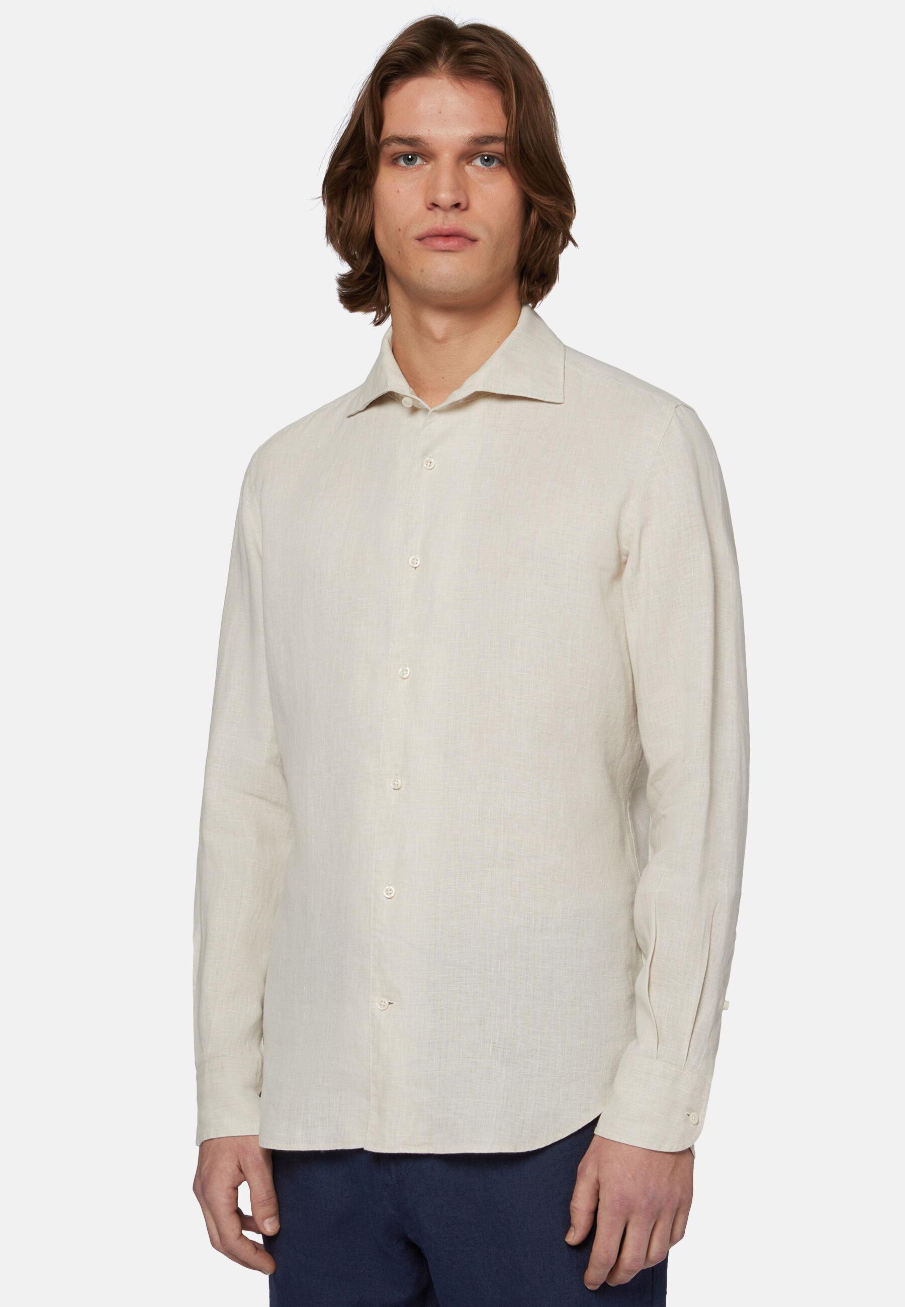 Beige Linen Shirt, Sand, large image number 0