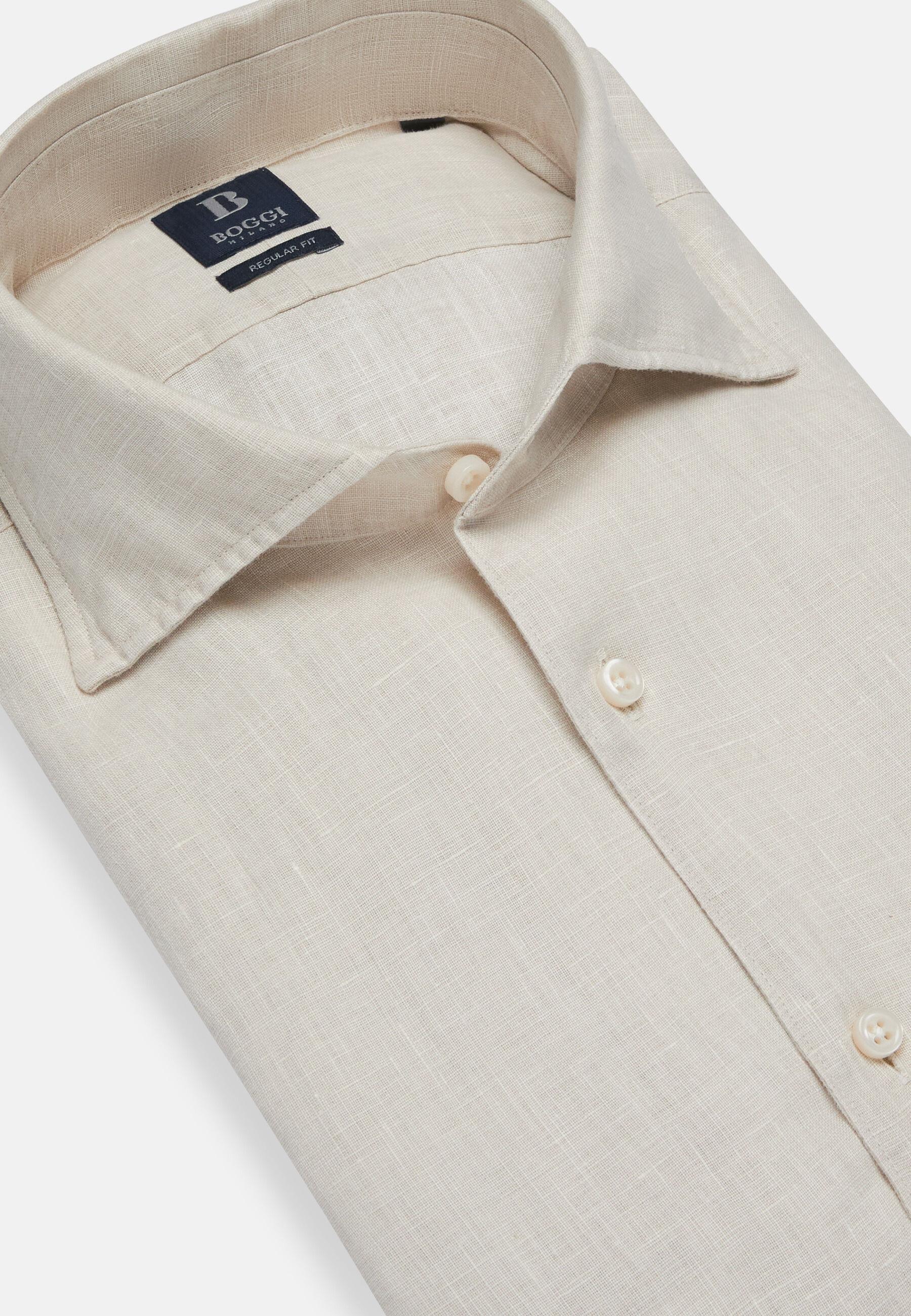 Beige Linen Shirt, Sand, large image number 3