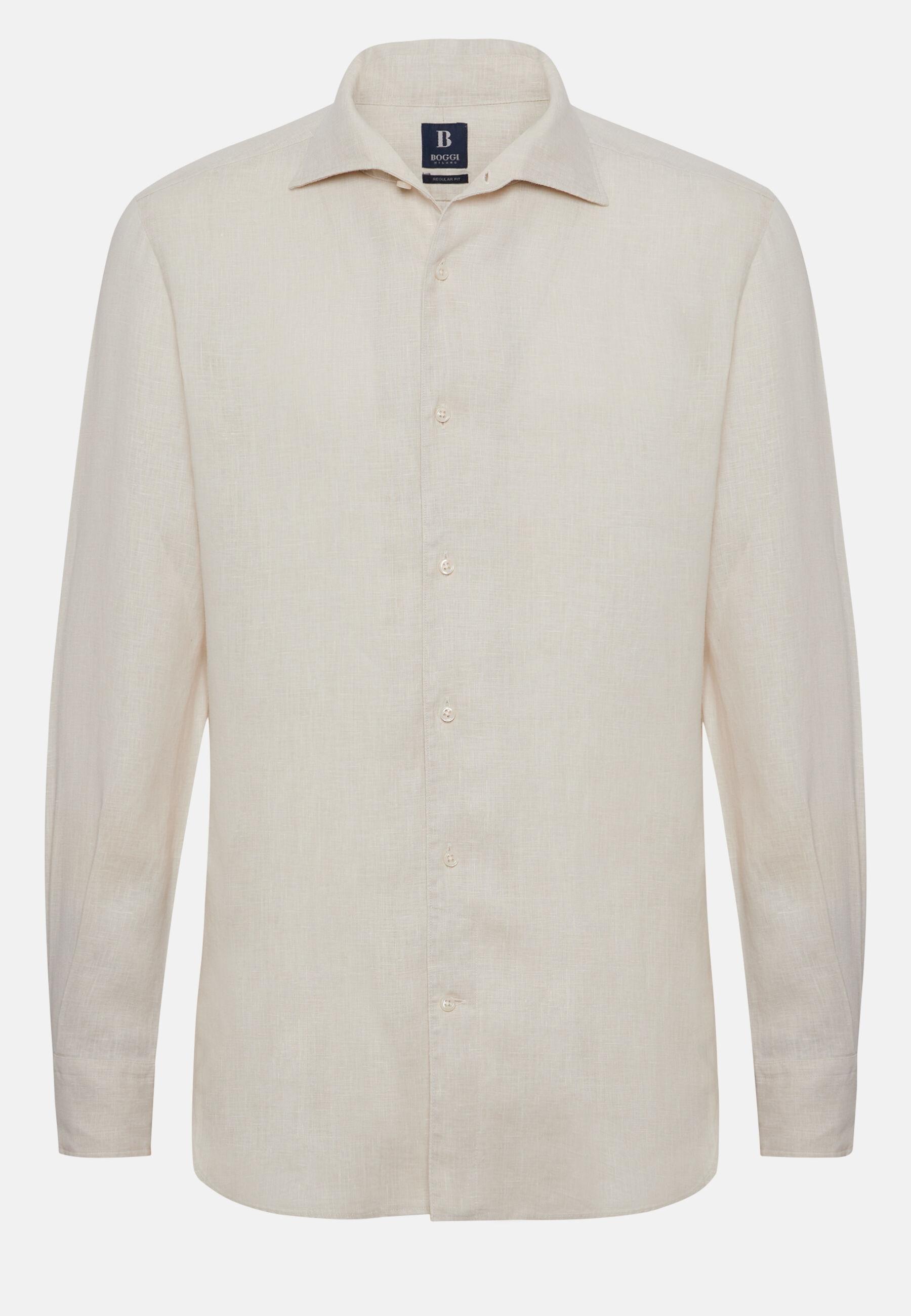 Beige Linen Shirt, Sand, large image number 4