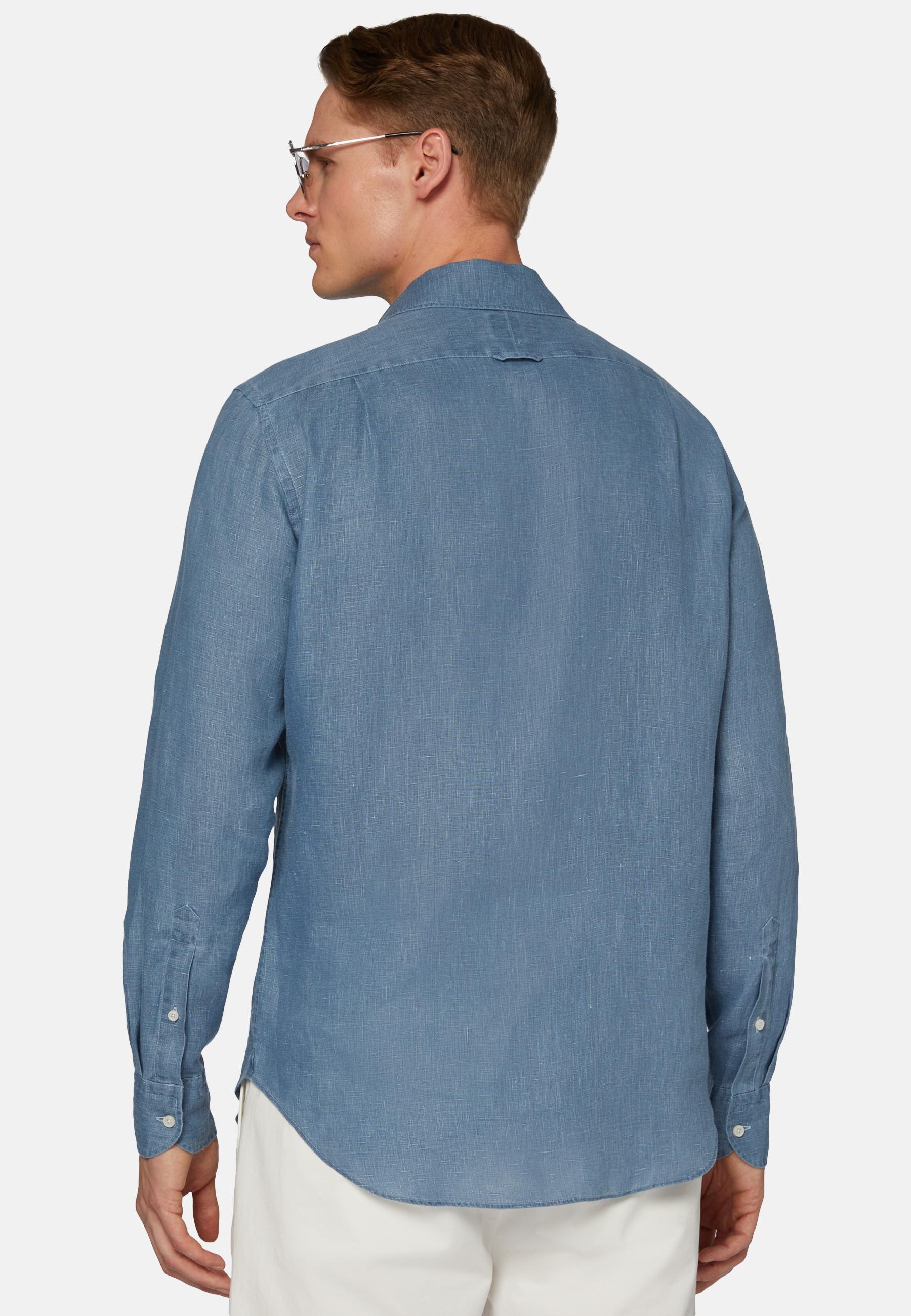 Linen Shirt Blue, Indigo, large image number 1
