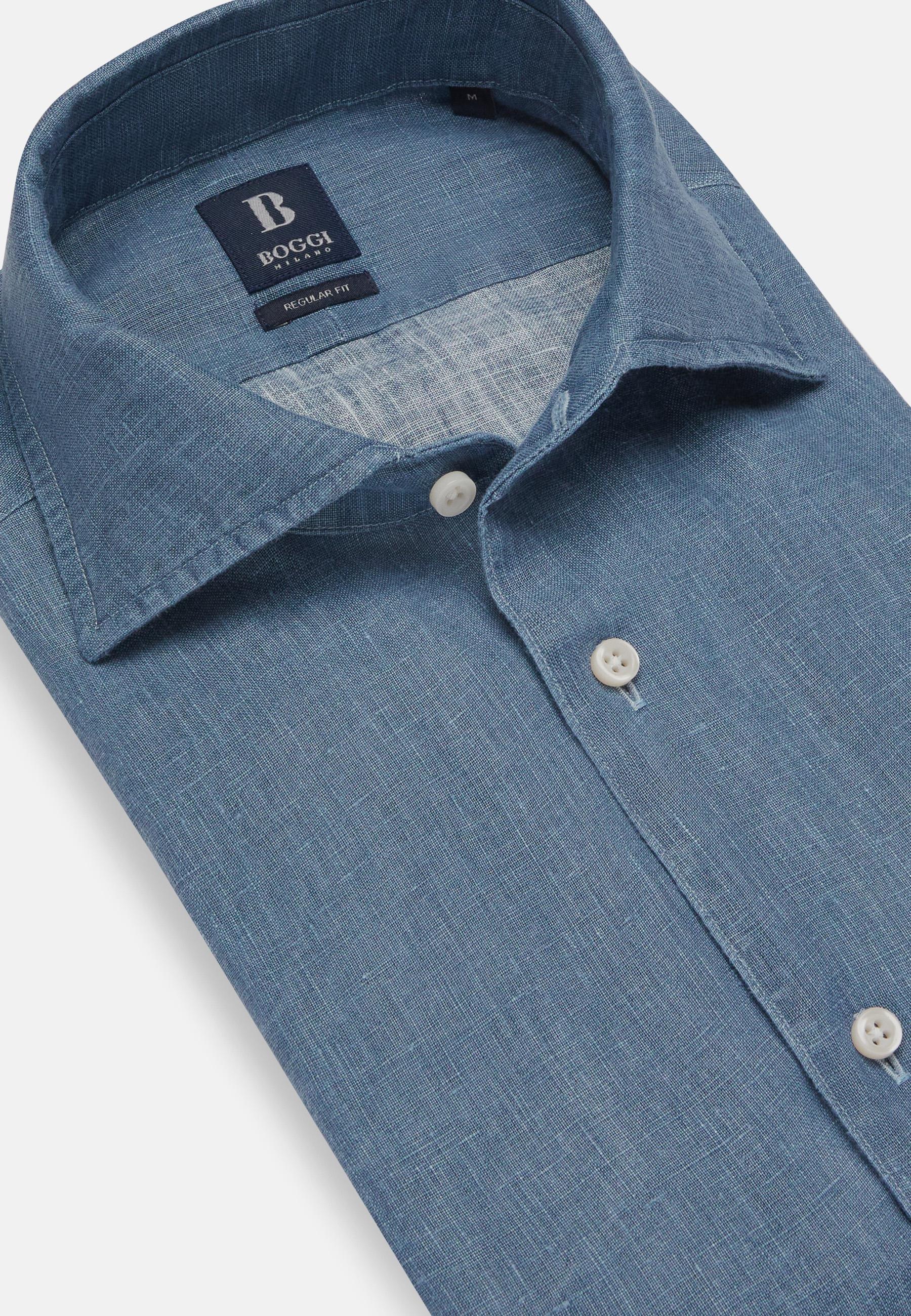 Linen Shirt Blue, Indigo, large image number 3