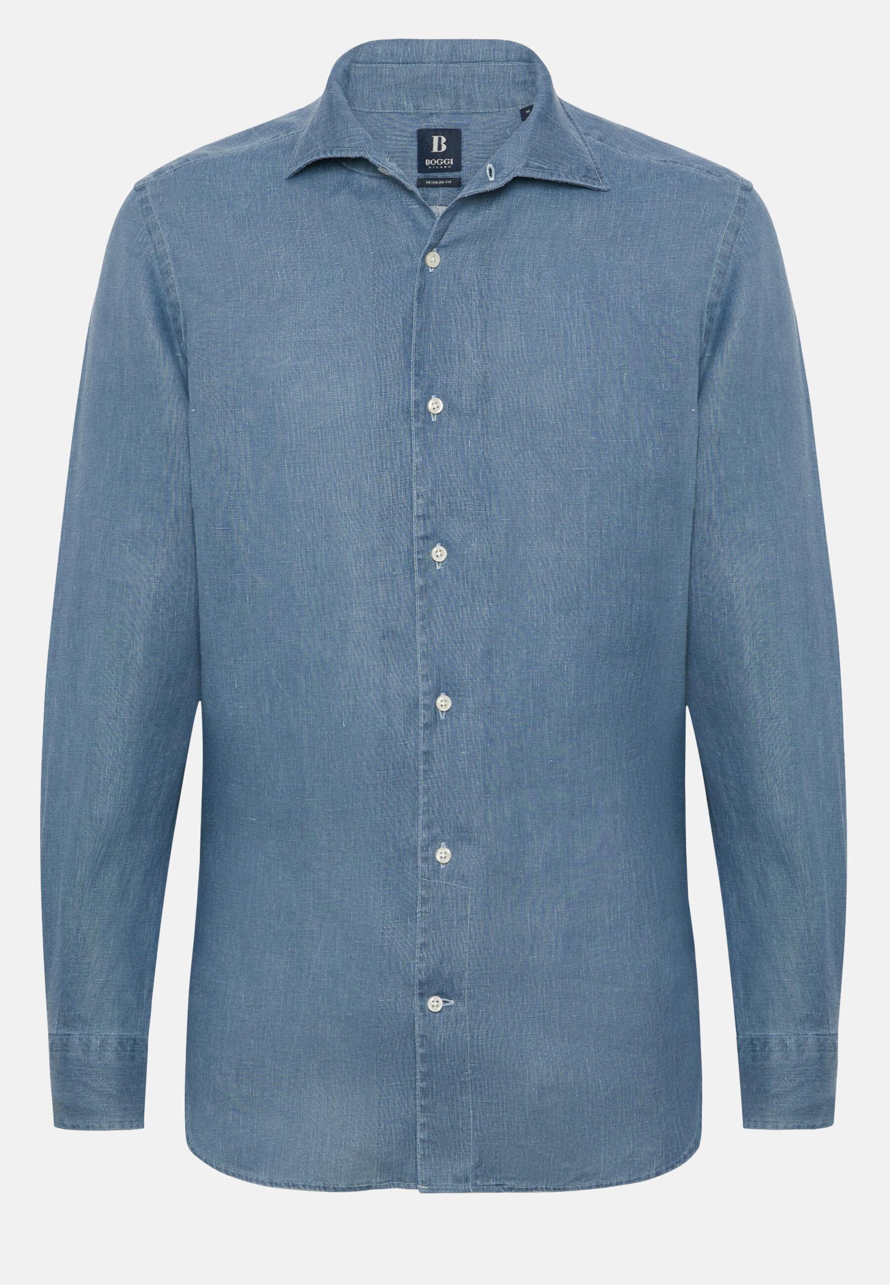 Linen Shirt Blue, Indigo, large image number 4
