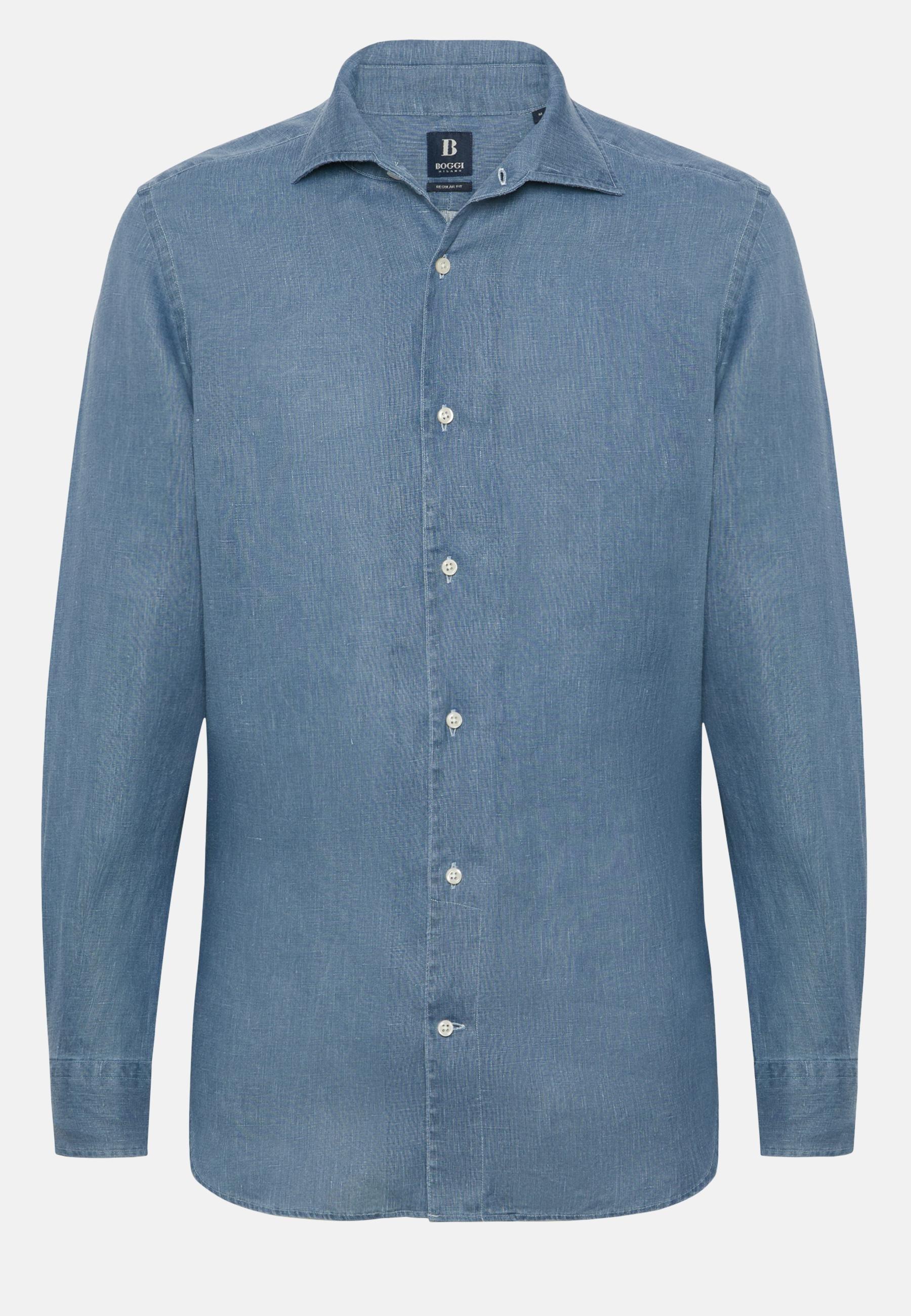 Linen Shirt Blue, Indigo, large image number 4