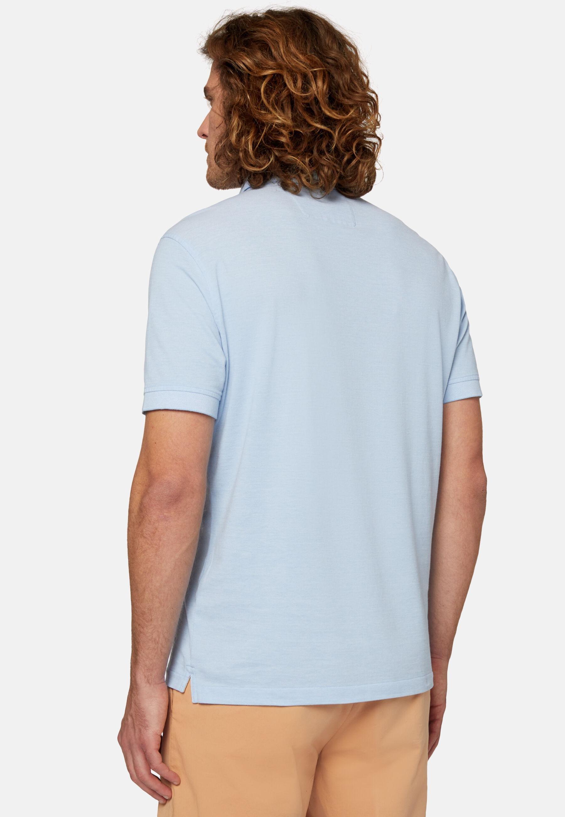 Cotton Pique Polo Shirt Blue, Light Blue, large image number 1