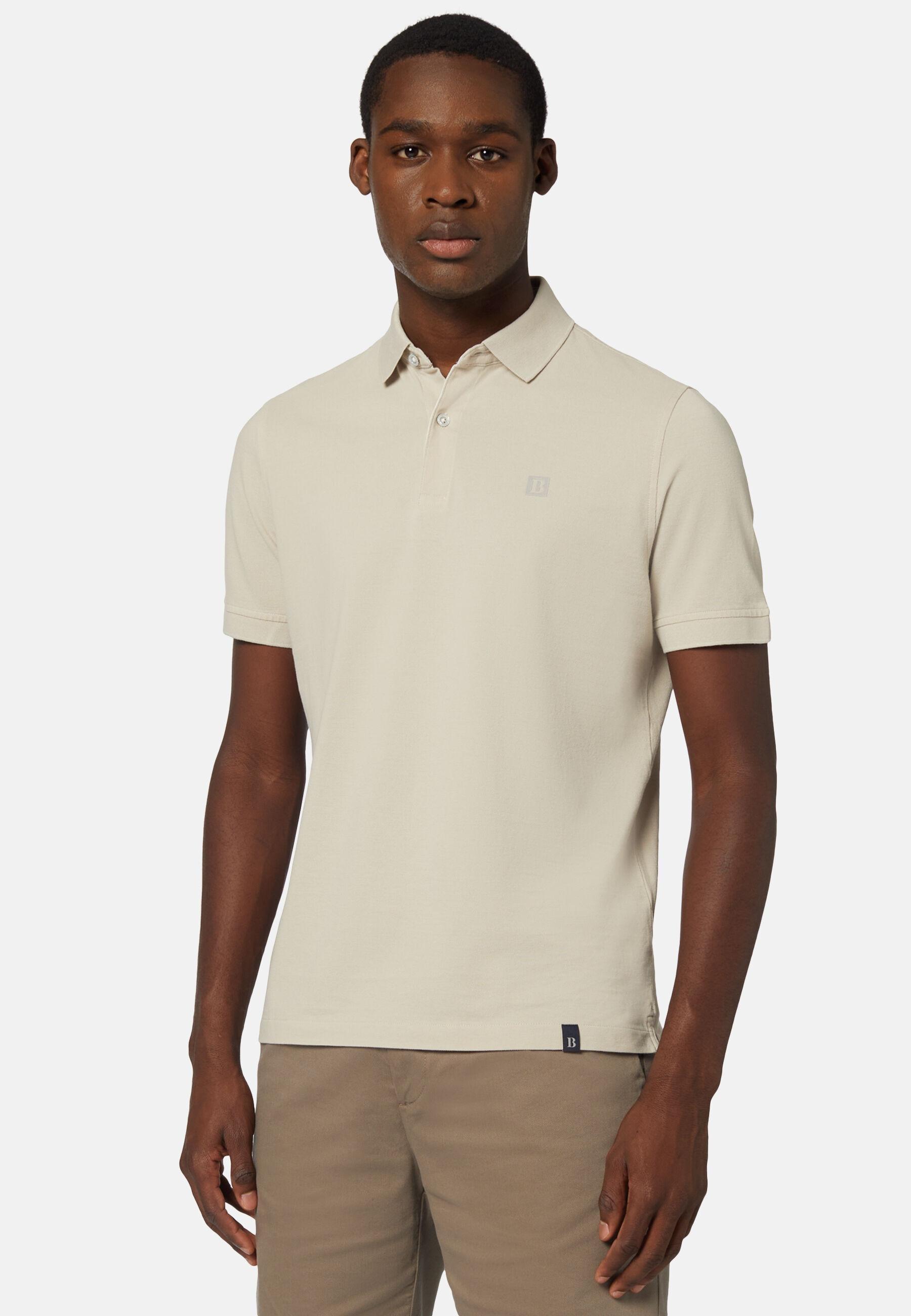 Cotton Pique Polo Shirt Beige, Beige, large image number 0