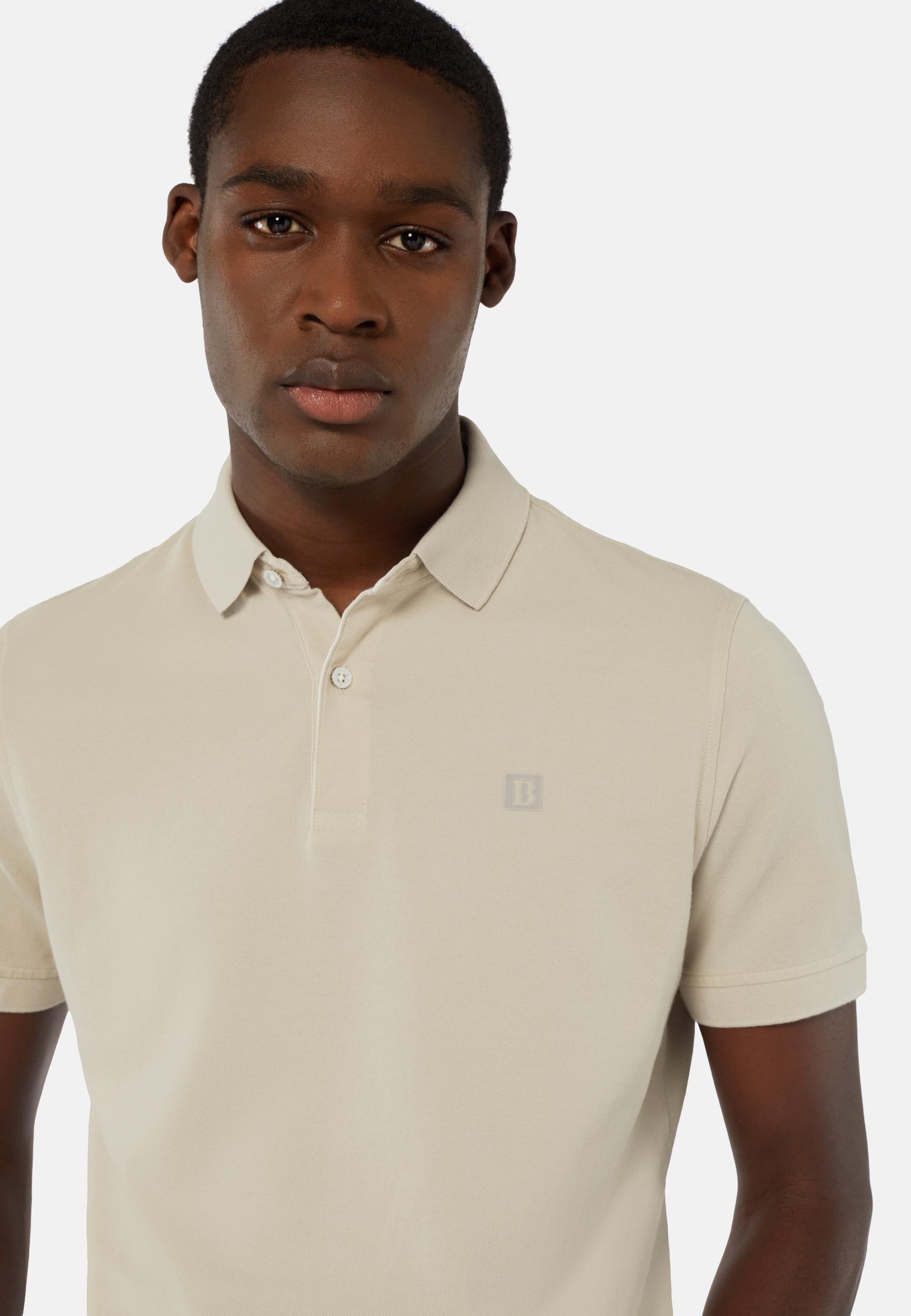 Cotton Pique Polo Shirt Beige, Beige, large image number 1