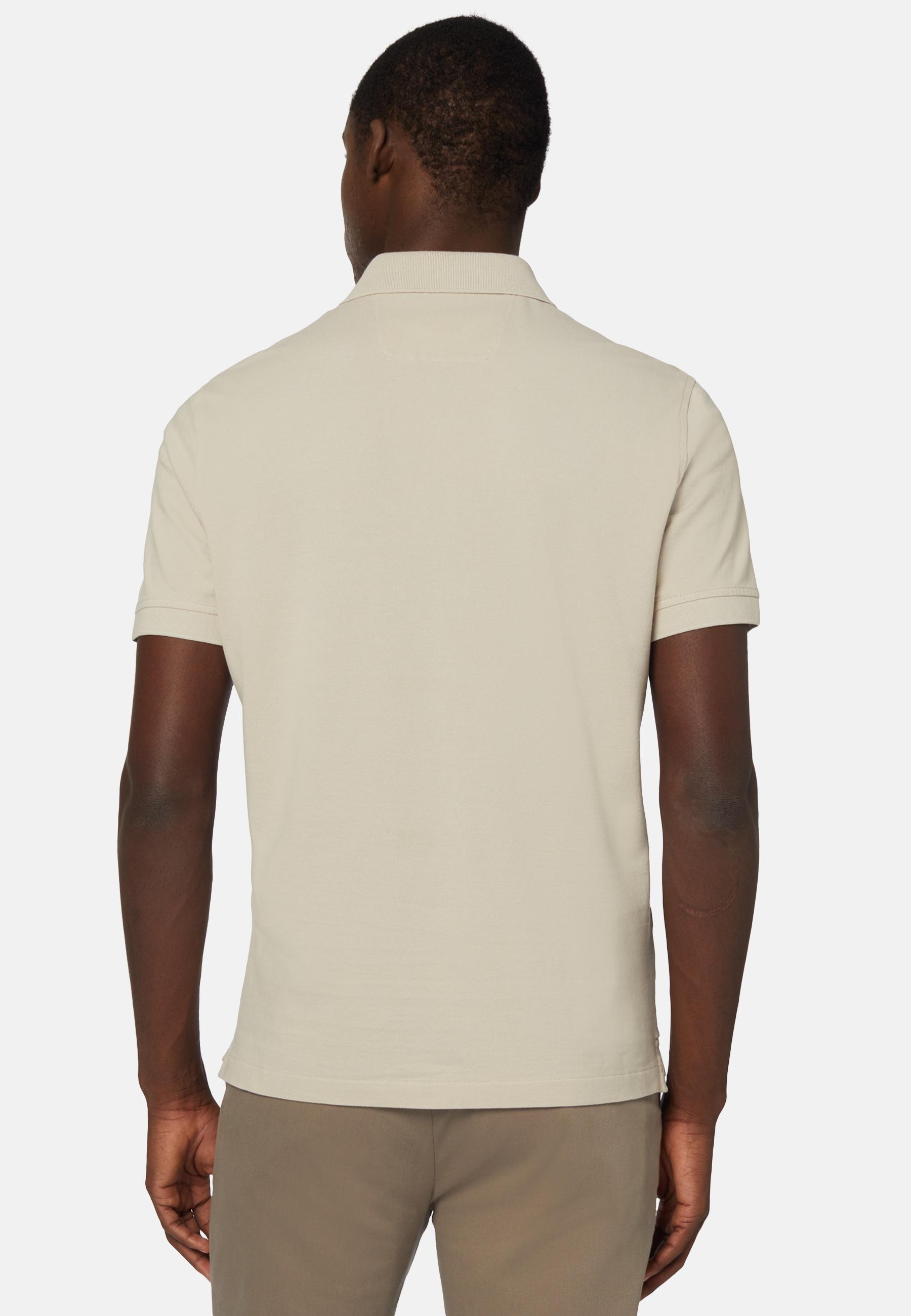 Cotton Pique Polo Shirt Beige, Beige, large image number 3