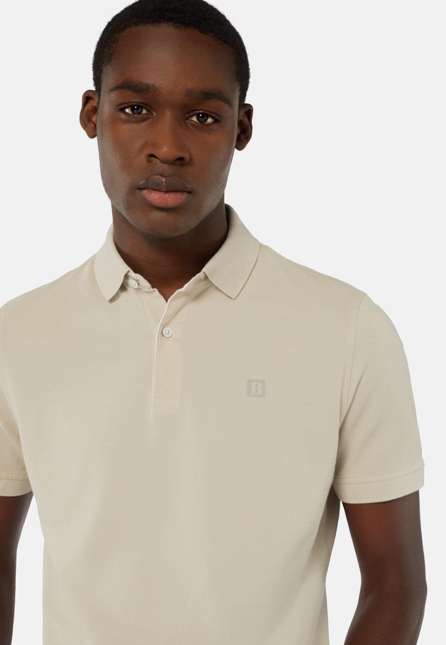 Cotton Pique Polo Shirt Beige, Beige, large image number 4