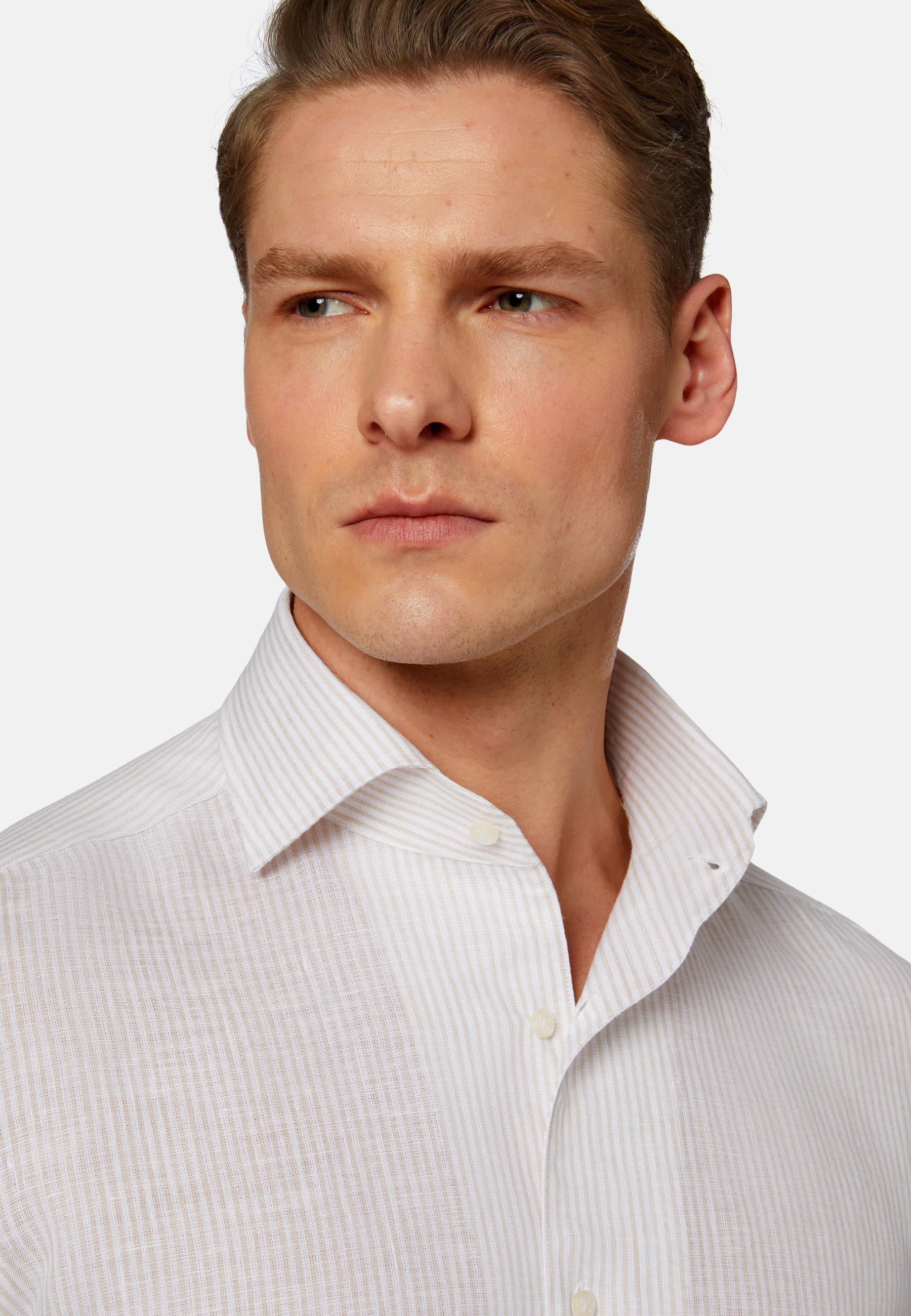 Striped Linen Shirt Beige, Sand, large image number 1