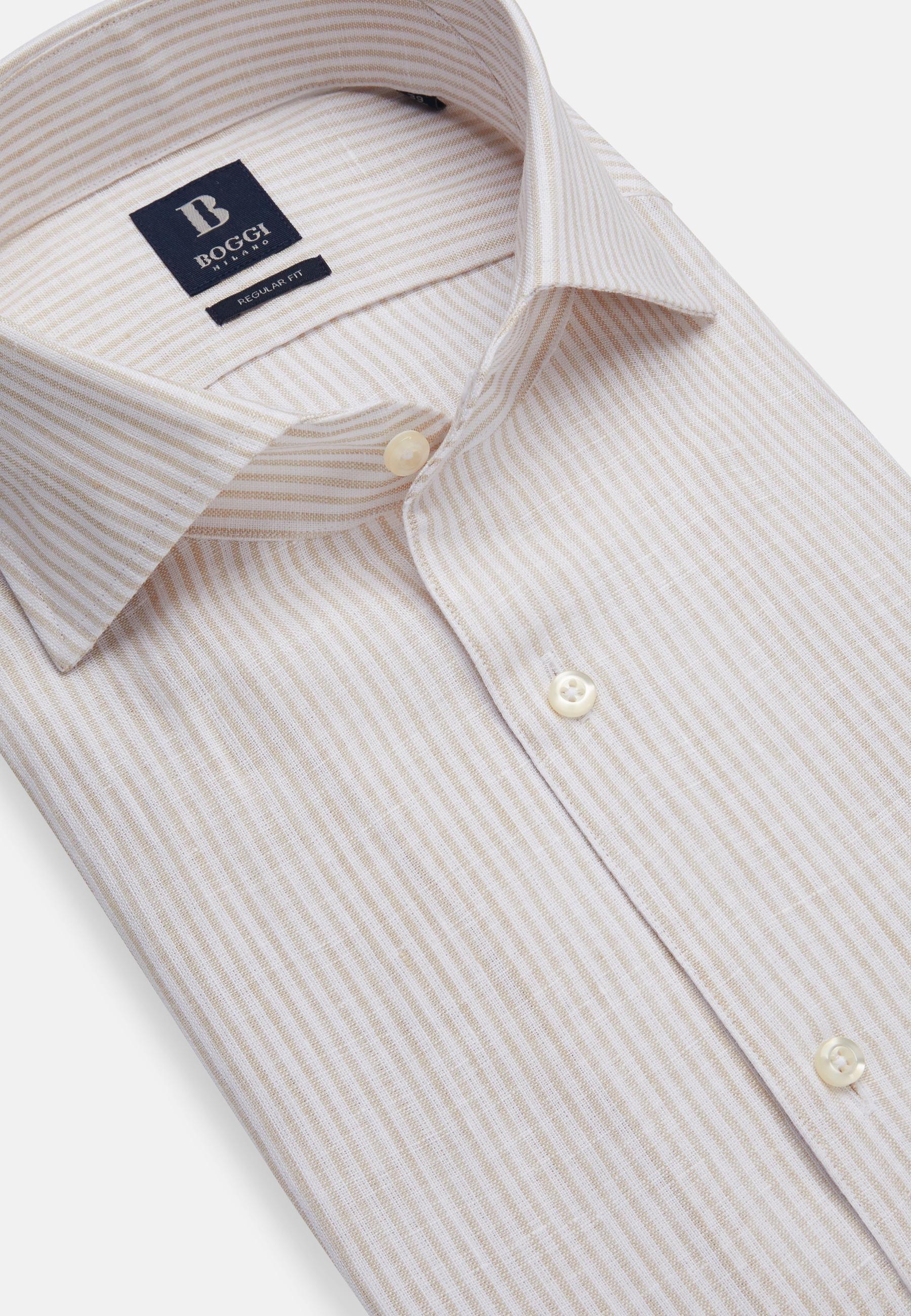 Boggi Milano - Beige Striped Linen Shirt