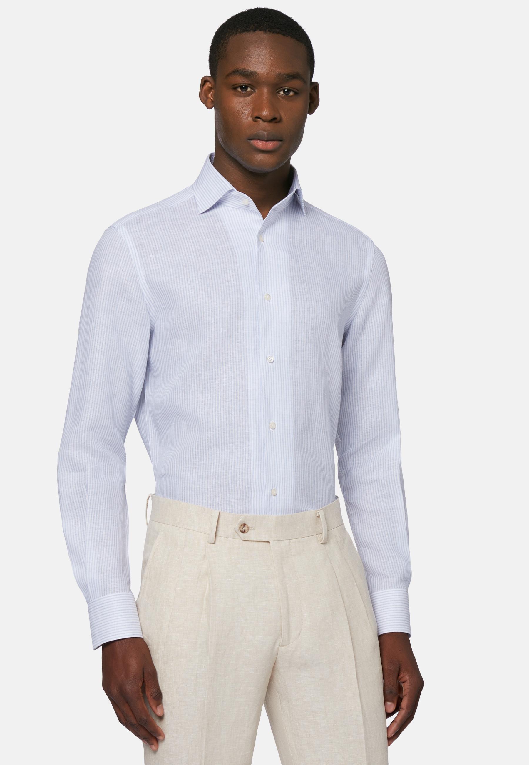 Striped Linen Shirt Blue, , large image number 0