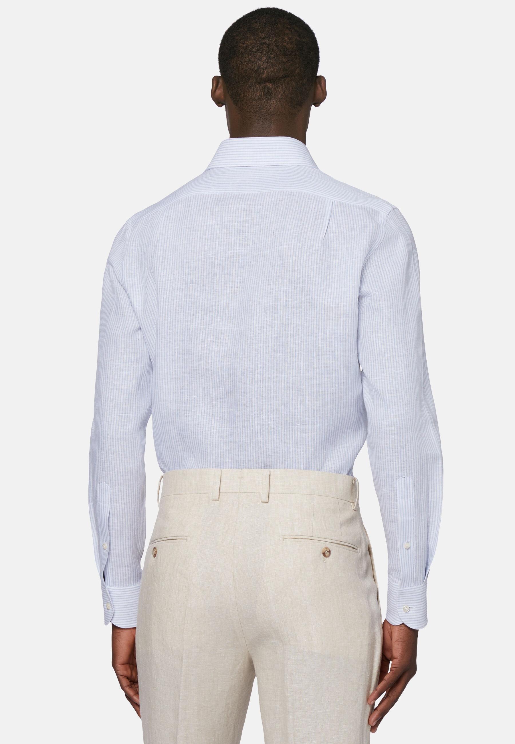 Striped Linen Shirt Blue, Light Blue, large image number 2