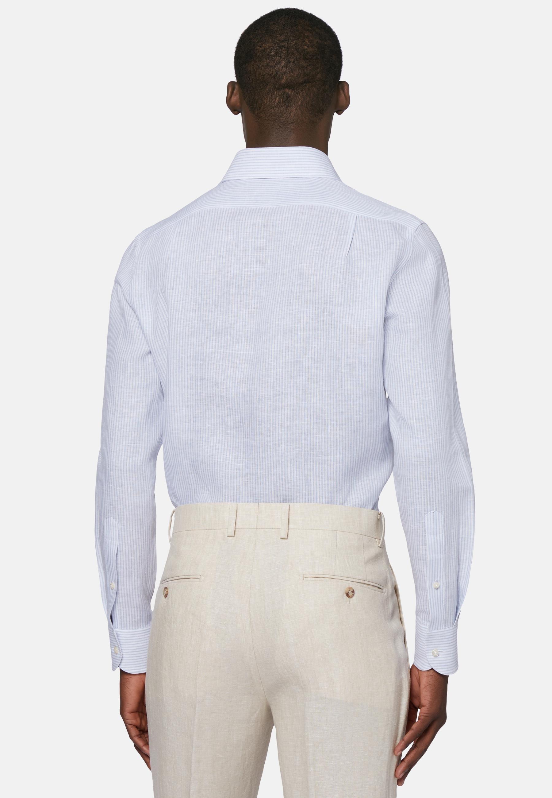 Striped Linen Shirt Blue, Light Blue, large image number 3